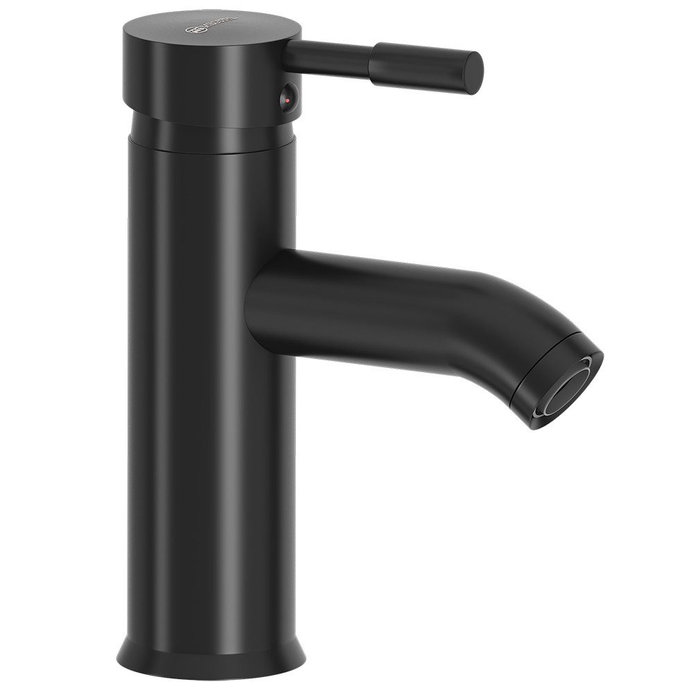 Lomadox Waschtischarmatur FAUCET-140 Edelstahl Waschbeckenarmatur 16,5 cm hoch in Schwarz matt