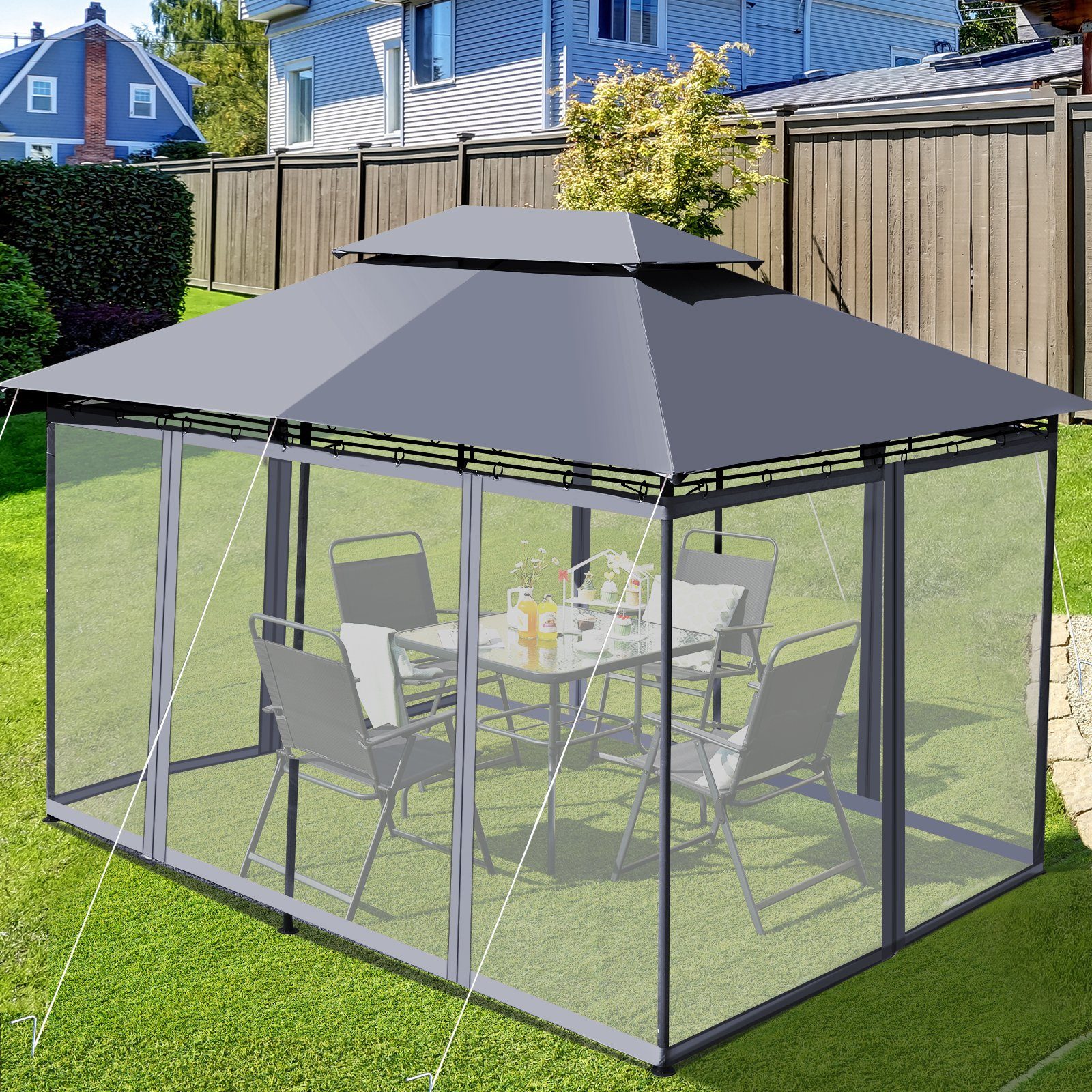 COSTWAY Pavillon 3 x 4m, mit abnehmbaren 4 Seitenwänden günstig online kaufen