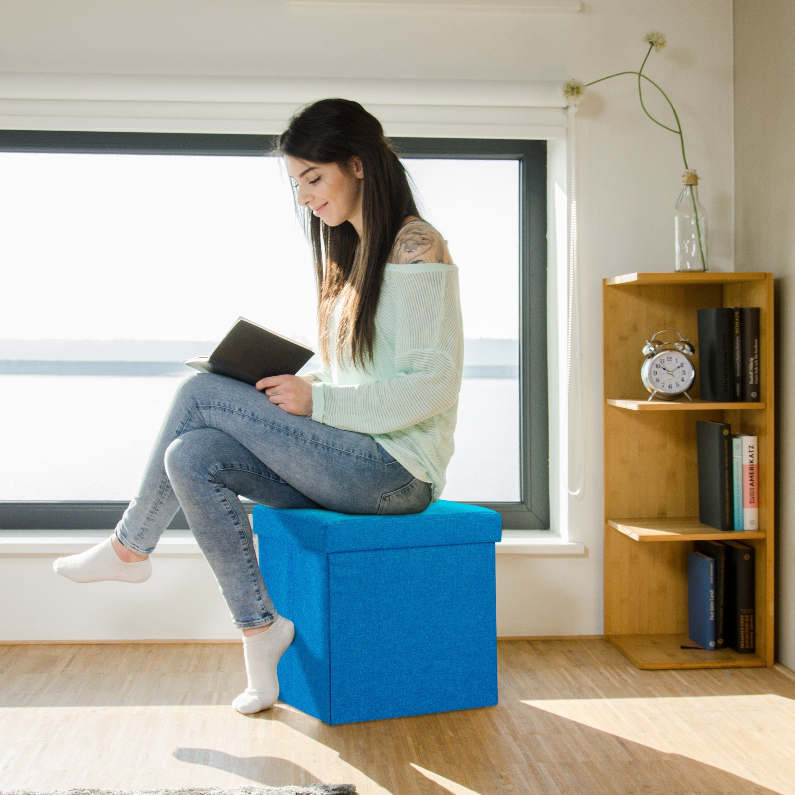 relaxdays Stauraumhocker Faltbarer Sitzhocker mit Stauraum günstig online kaufen