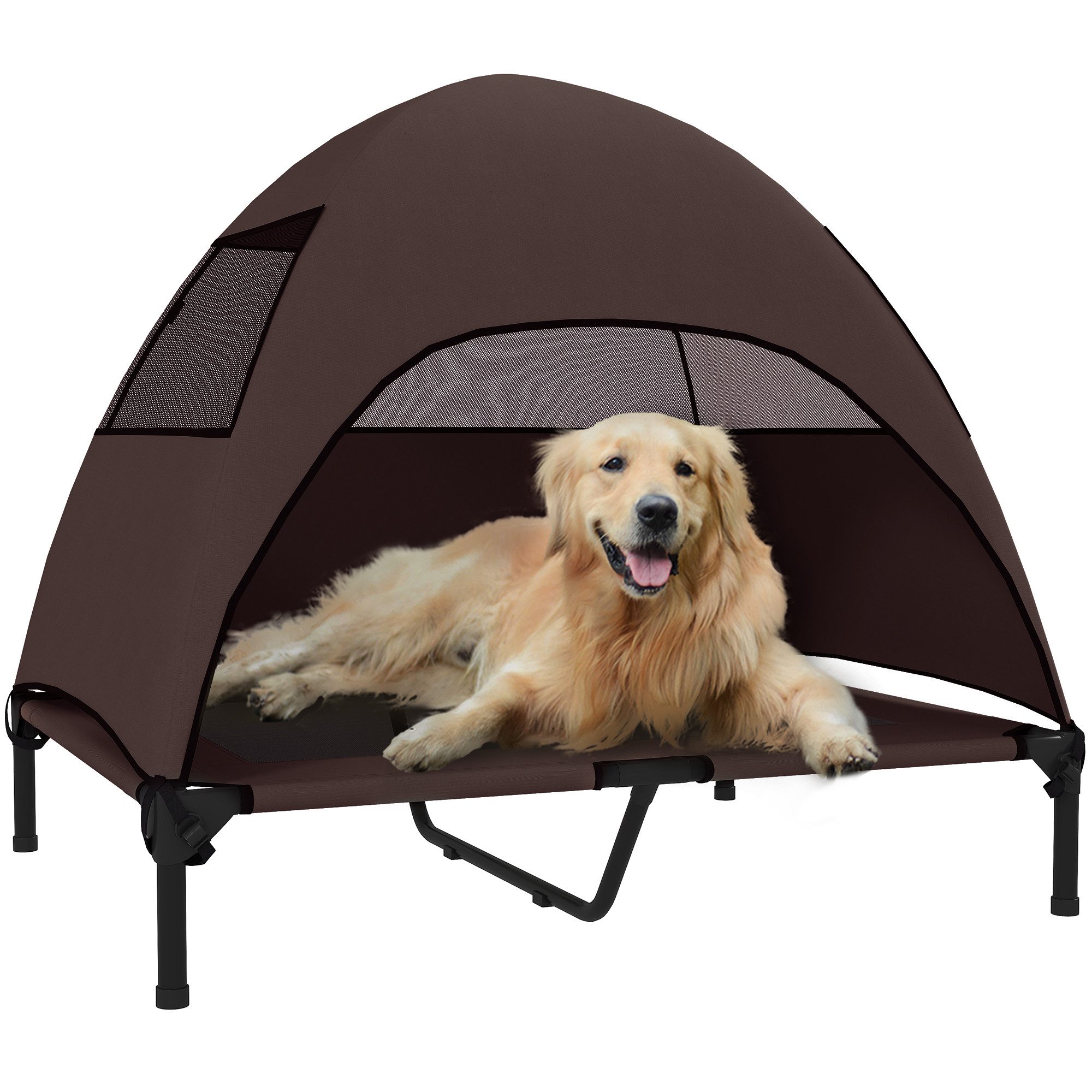 Tierbett mit Dach, waschbares Mesh Metallrahmen, Tragtasche