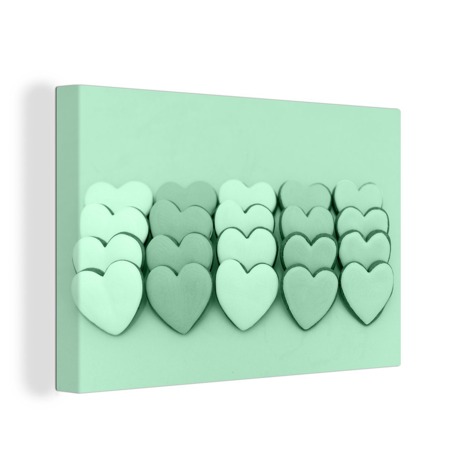 OneMillionCanvasses® Leinwandbild Mintgrüne Herzen, Fotodruck (1 günstig online kaufen