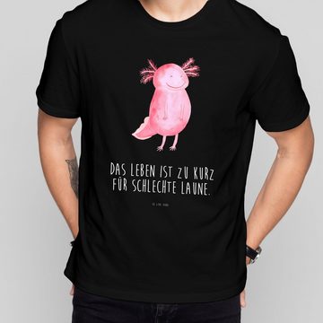 Mr. & Mrs. Panda T-Shirt Axolotl Glücklich, Shirt, Lustiges T-Shirt, Frauen, Tshirt, Herrn, (1-tlg)