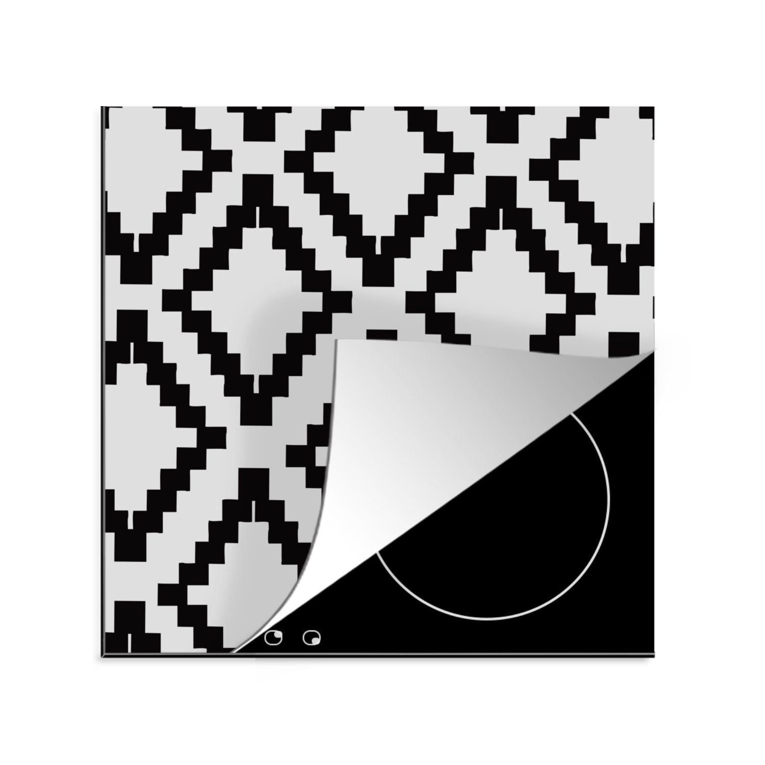 MuchoWow küche Block Vinyl, Muster (1 Schwarz, - Herdblende-/Abdeckplatte Arbeitsplatte Ceranfeldabdeckung, tlg), cm, für - 78x78