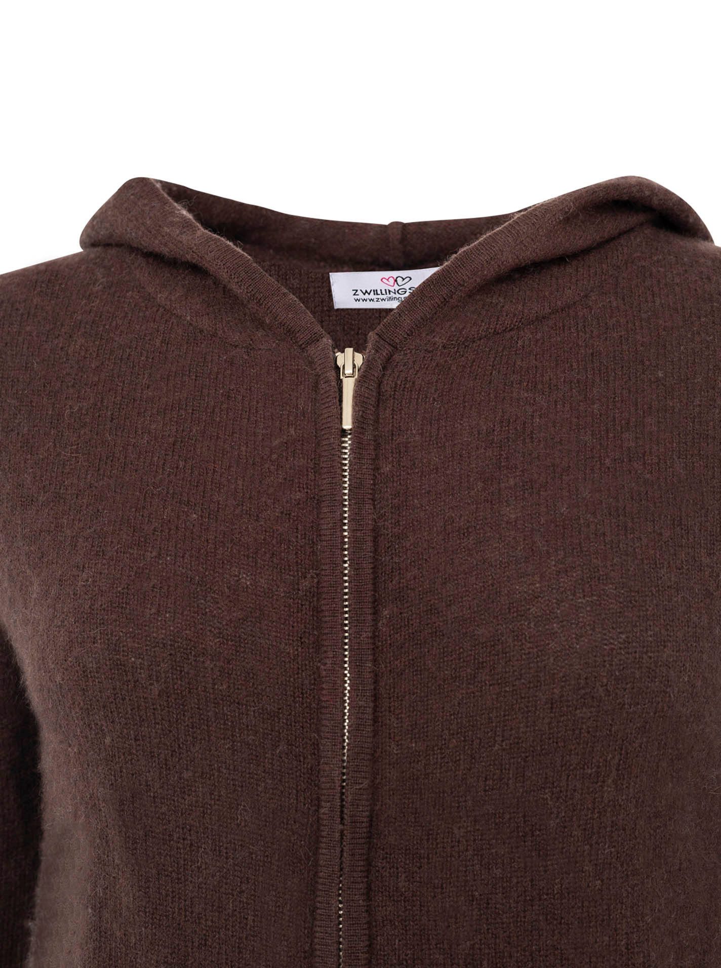 Zwillingsherz Kapuzenstrickjacke 100% Kaschmir Cardigan mit Kapuze