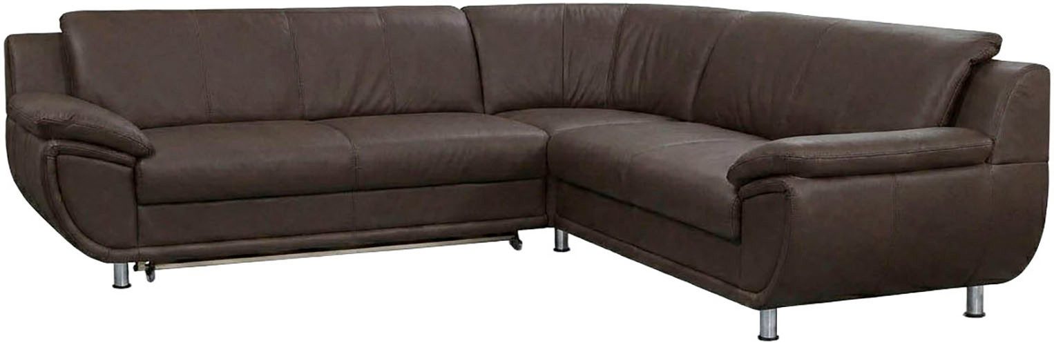 TRENDMANUFAKTUR Ecksofa Rondo wahlweise mit Schlaffunktion, bequeme Armlehnen, L-Form, wahlw.mit Federkern, Füße chromfarben, Unser Dauertiefpreis