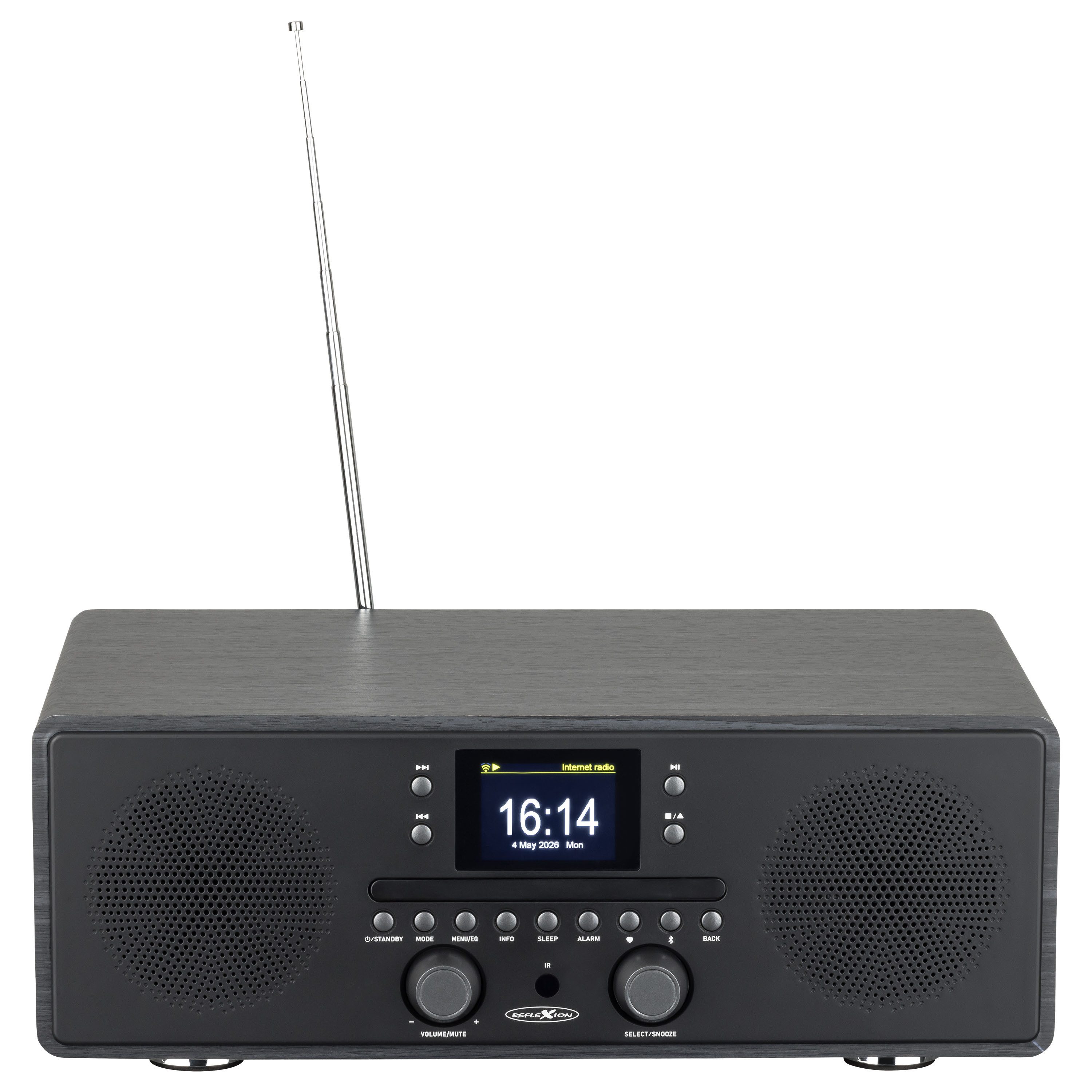 Reflexion HRA23INT Stereo DAB+ Radio mit CD-Player, Bluetooth, UKW, USB und AUX Internet-Radio (Digitalradio (DAB), Internetradio, 160 W, 2,4" TFT-Farbdisplay, Uhr-Anzeige mit Dual-Alarm und Sleep-Timer)