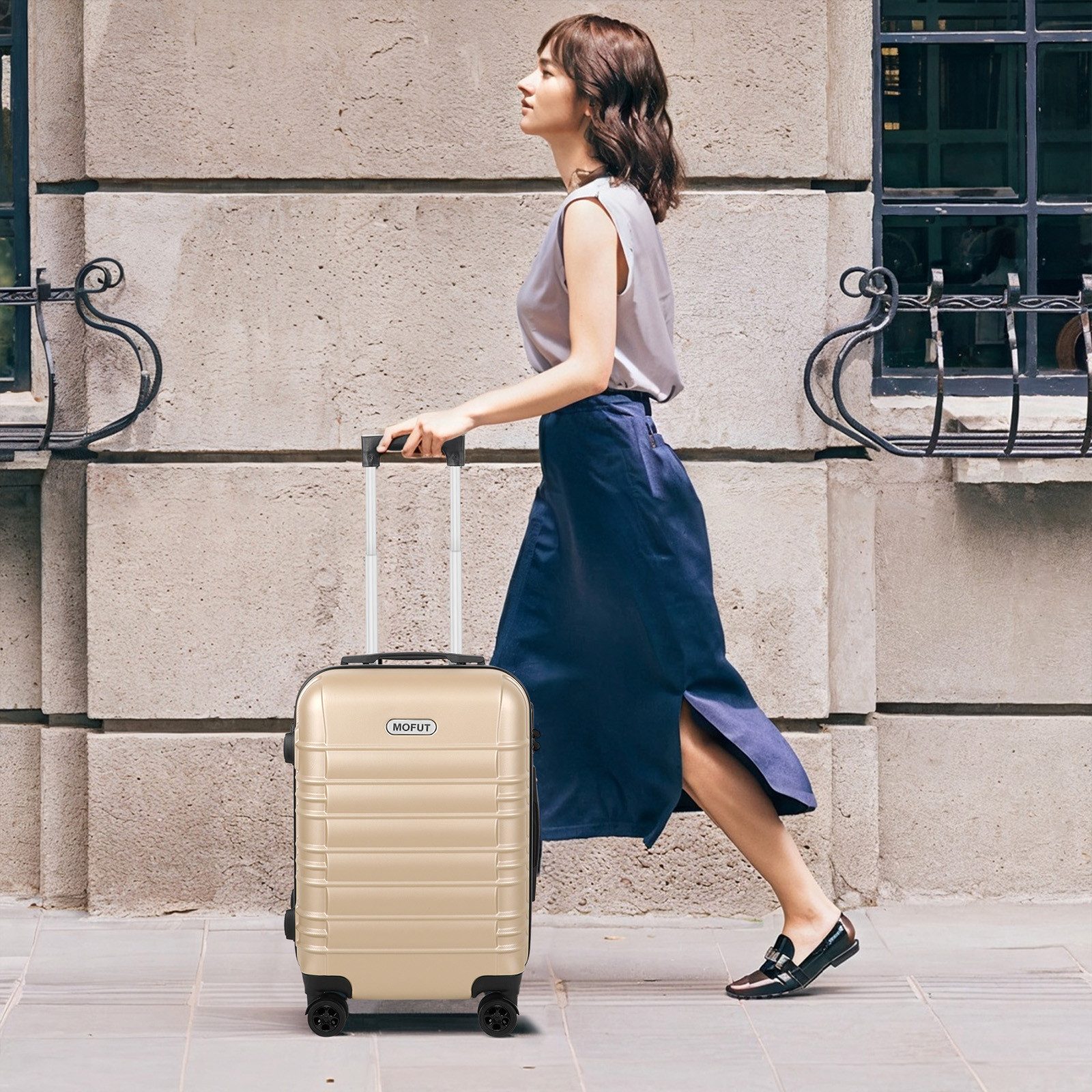 MoFut Koffer Zwillingsrollen Reisekoffer Koffer Trolleys Hartschale (M/L/XL), 4 Rollen, Trolley Handgepäck Große Kapazität mit 4 Rollen und Zahlenschloss