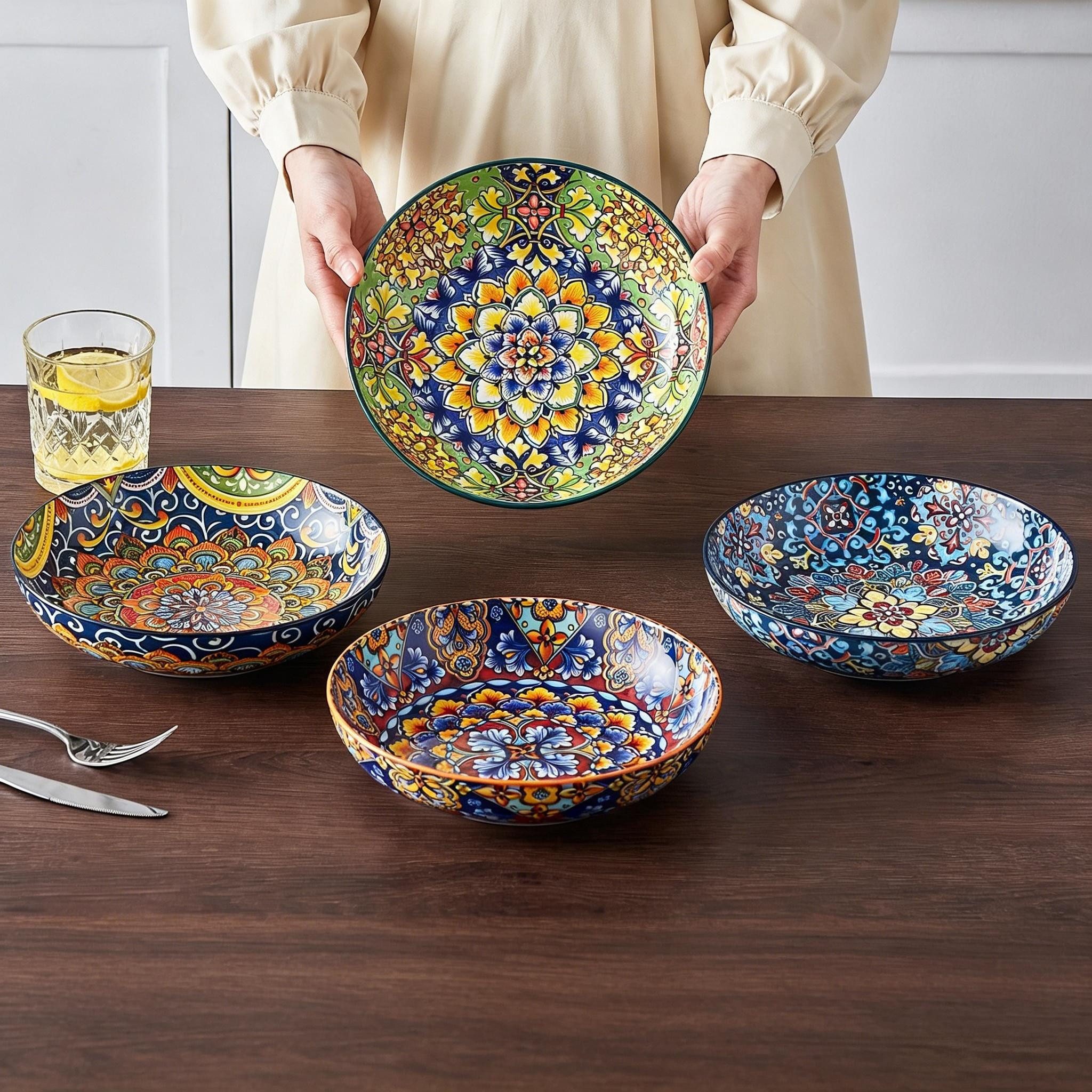 vancasso Pastateller Suppenschale, Salatschale für 2/6, Porzellan, BOHO-Stil, (4 St)