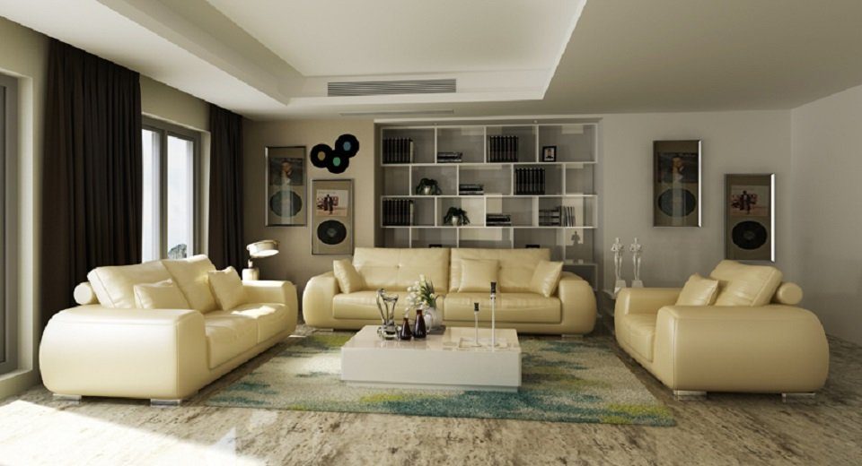 JVmoebel Sofa Sofa 3+2+1 Sitzer Set Design Sofa Polster Couchen Couch Modern Luxus, Made in Europe Beige