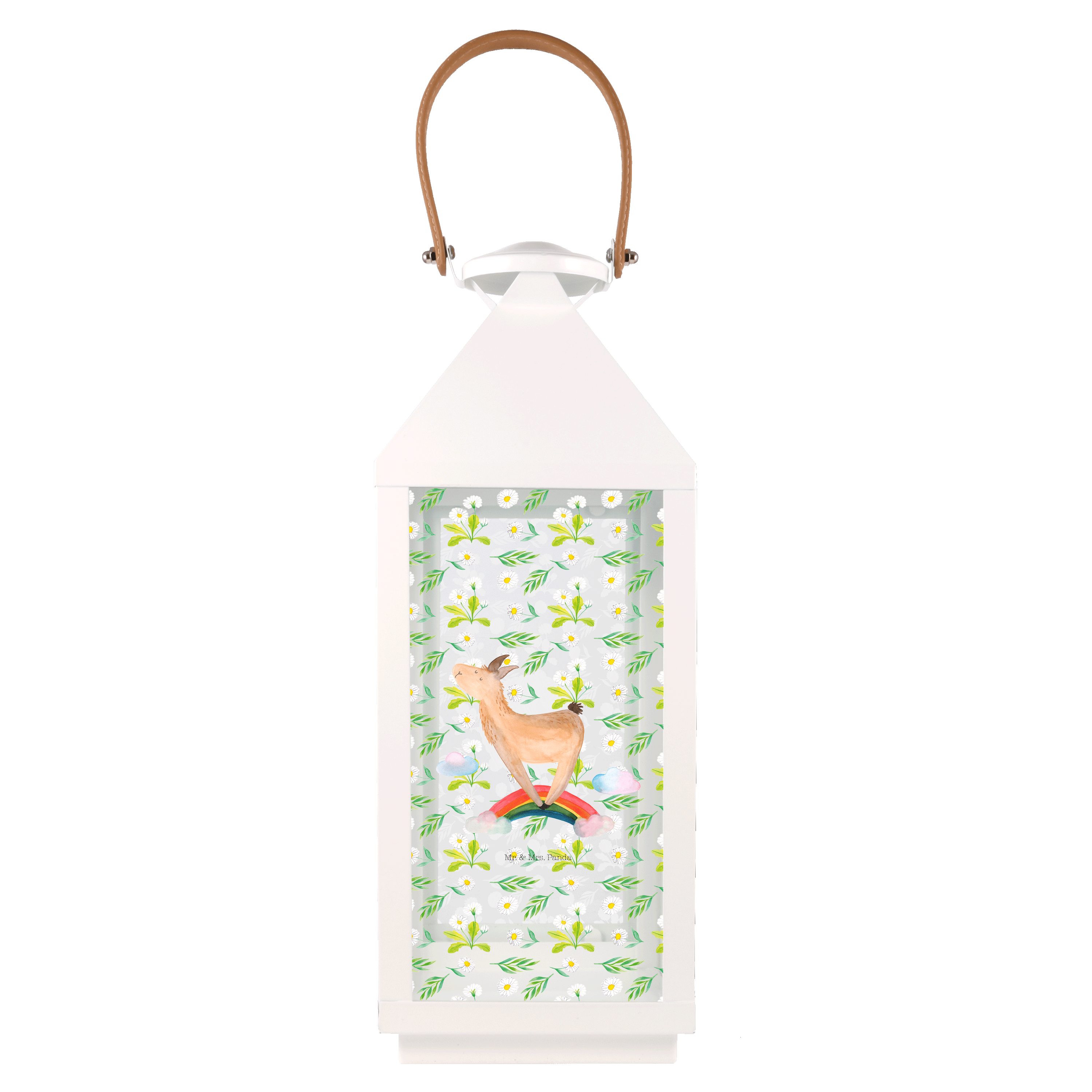 Mr. & Mrs. Panda Gartenleuchte Lama Regenbogen, Laterne L, Transparent, Lamas, Deko, Hobby, Freiheit