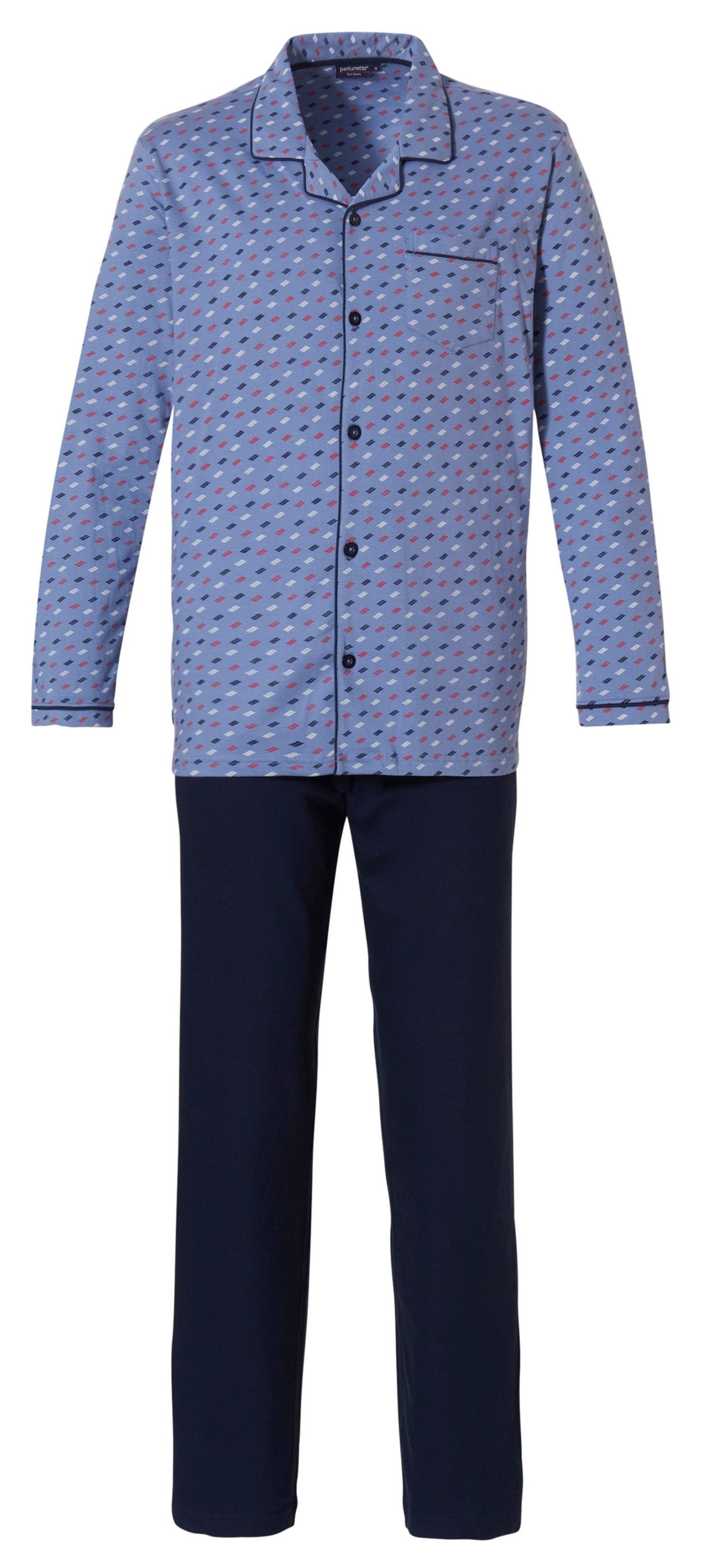 Schlafanzug Herren Pyjama geknöpft