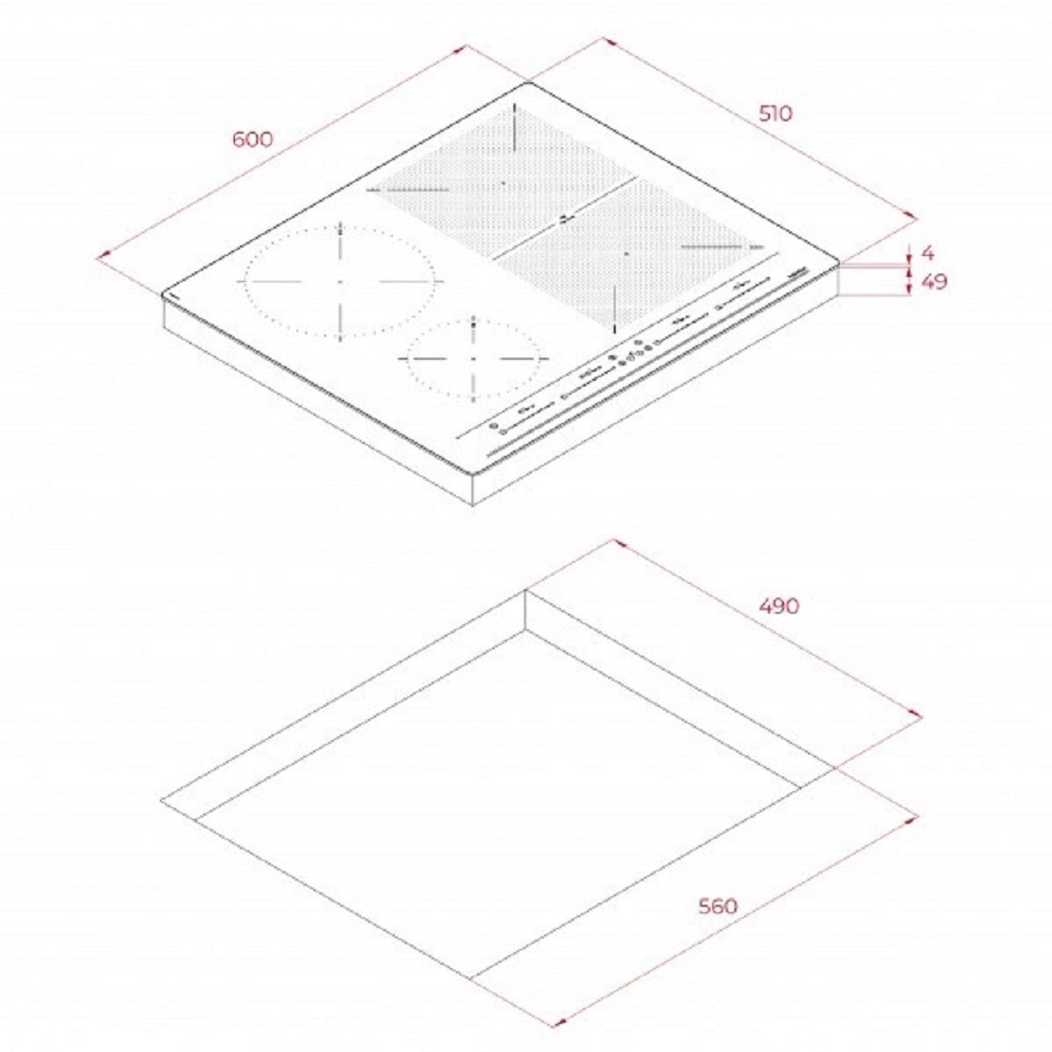 Flex-Induktions-Herd-Set 1-fach-Teleskopauszug KO1772TFT+KI6000BS, Klugmann mit