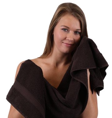Betz Handtuch Set 10-tlg. Handtuch-Set Premium Farbe Dunkelbraun & Anthrazit, 100% Baumwolle, (Set, 10-tlg)