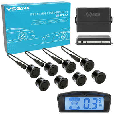 VSG24 Premium Kombi-Einparkhilfe ECHO PLUS Display Parkhilfe zum nachrüsten Rückfahrkamera (Rückfahrwarner mit Display & 8 Sensoren Stecksystem Nachrüstsatz PDC)