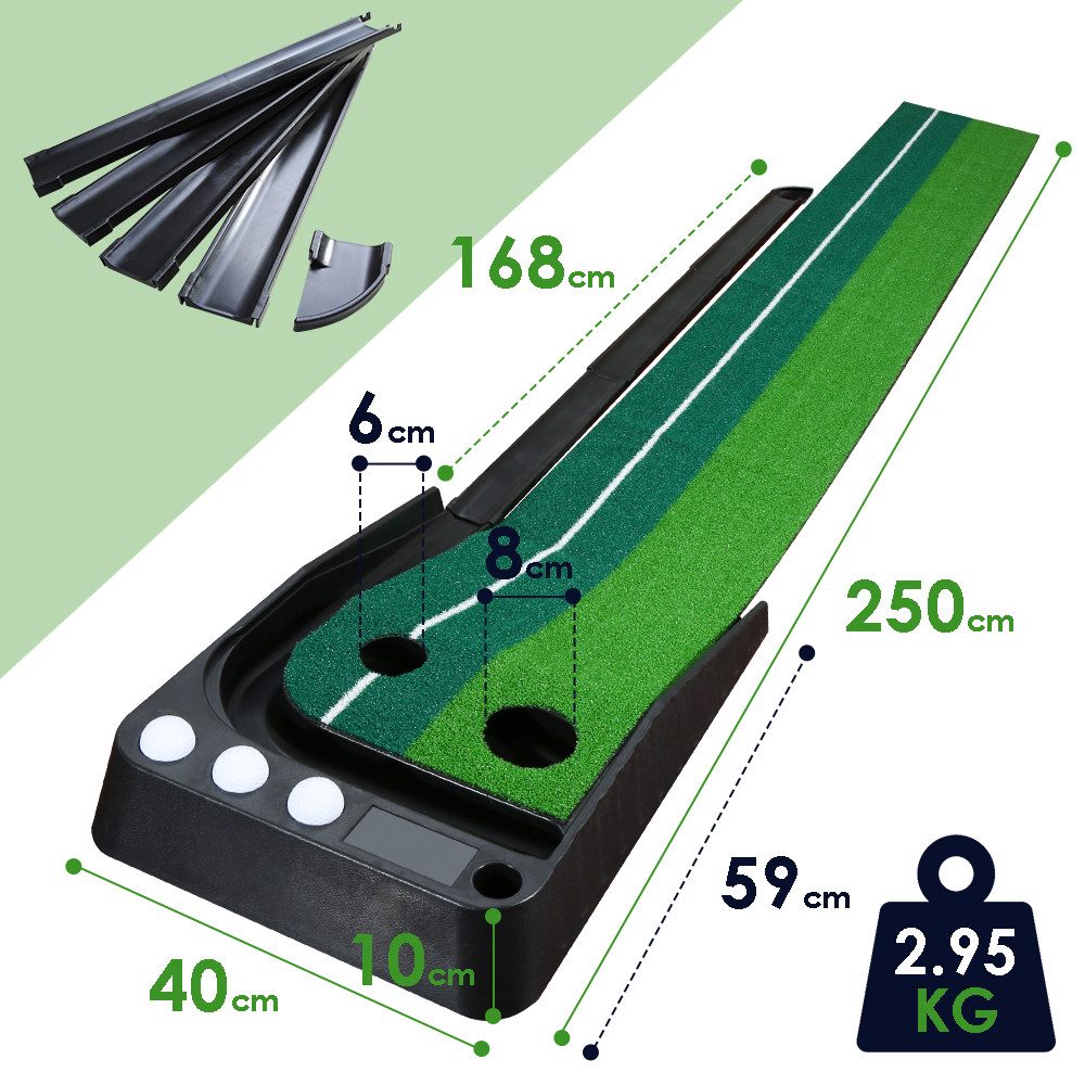 Clanmacy Puttingmatte Golf Puttingmatte Golfmatte Golf Übungsmatte Ball Rückkehr System (1-St)