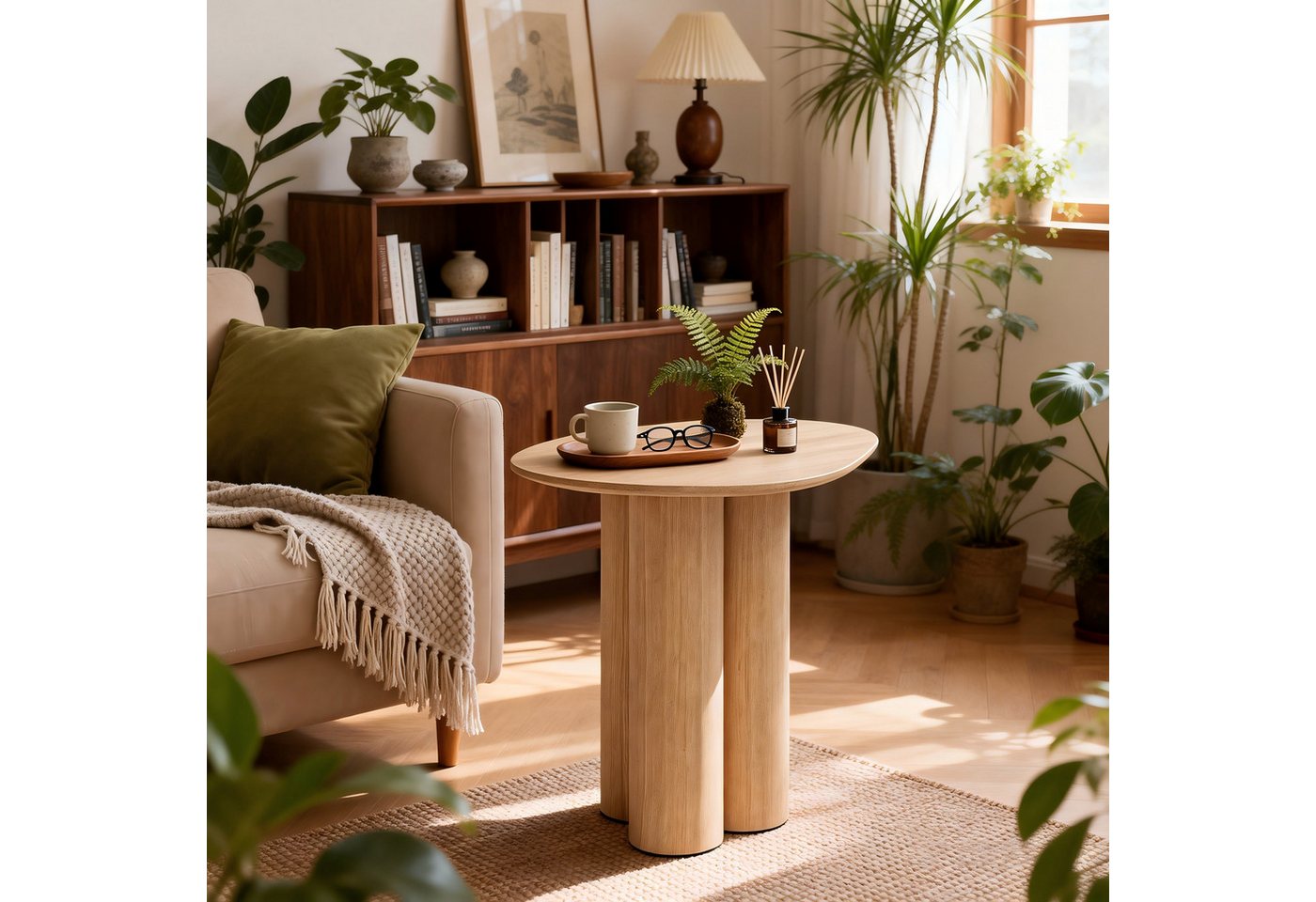 WILLIAMSPACE Beistelltisch Moderner Beistelltisch, Freiformplatte Holzfurnier, asymmetrisch