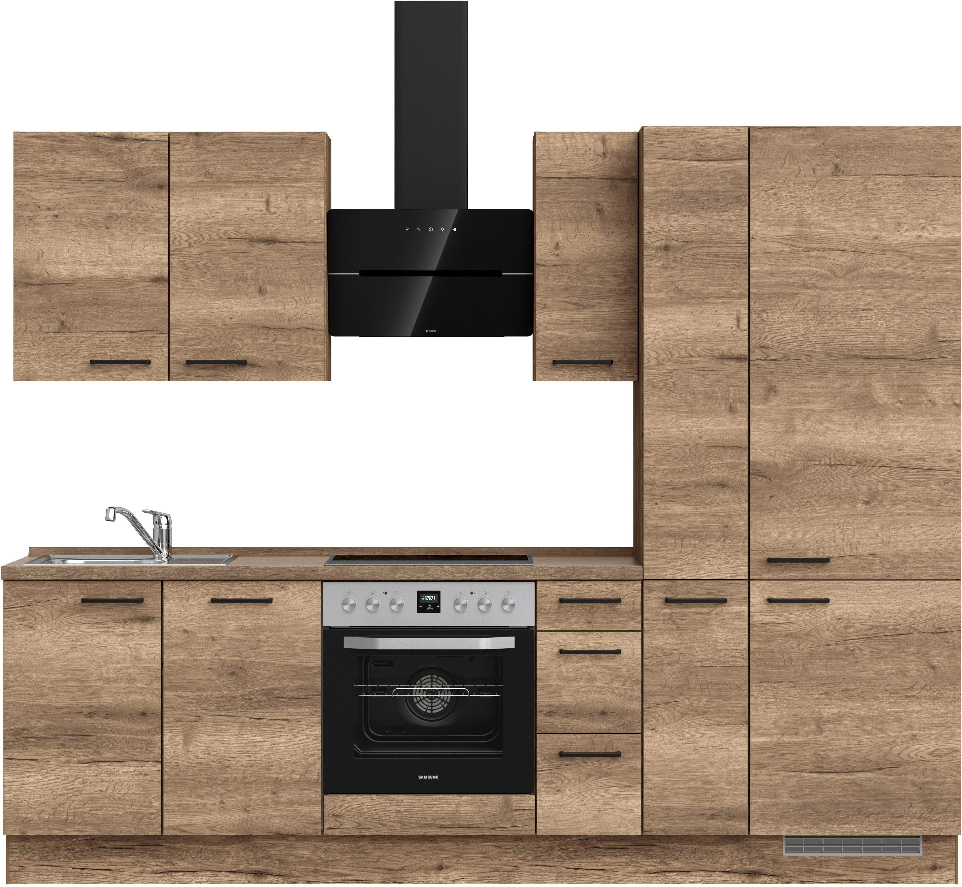 nobilia® Küchenzeile "Structura II", NEU: individuell anpassbar mit gratis Profi-Beratung, vormontiert, Breite 270 cm, Ausrichtung wählbar, wahlw. mit E-Geräten