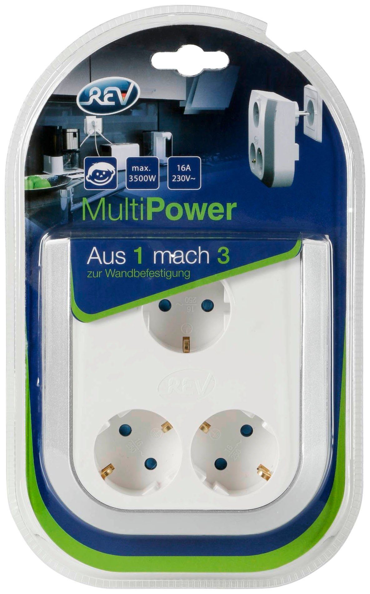 REV MultiPower Steckdosenerweiterung Mehrfachsteckdose 3-fach (Kindersicherung)