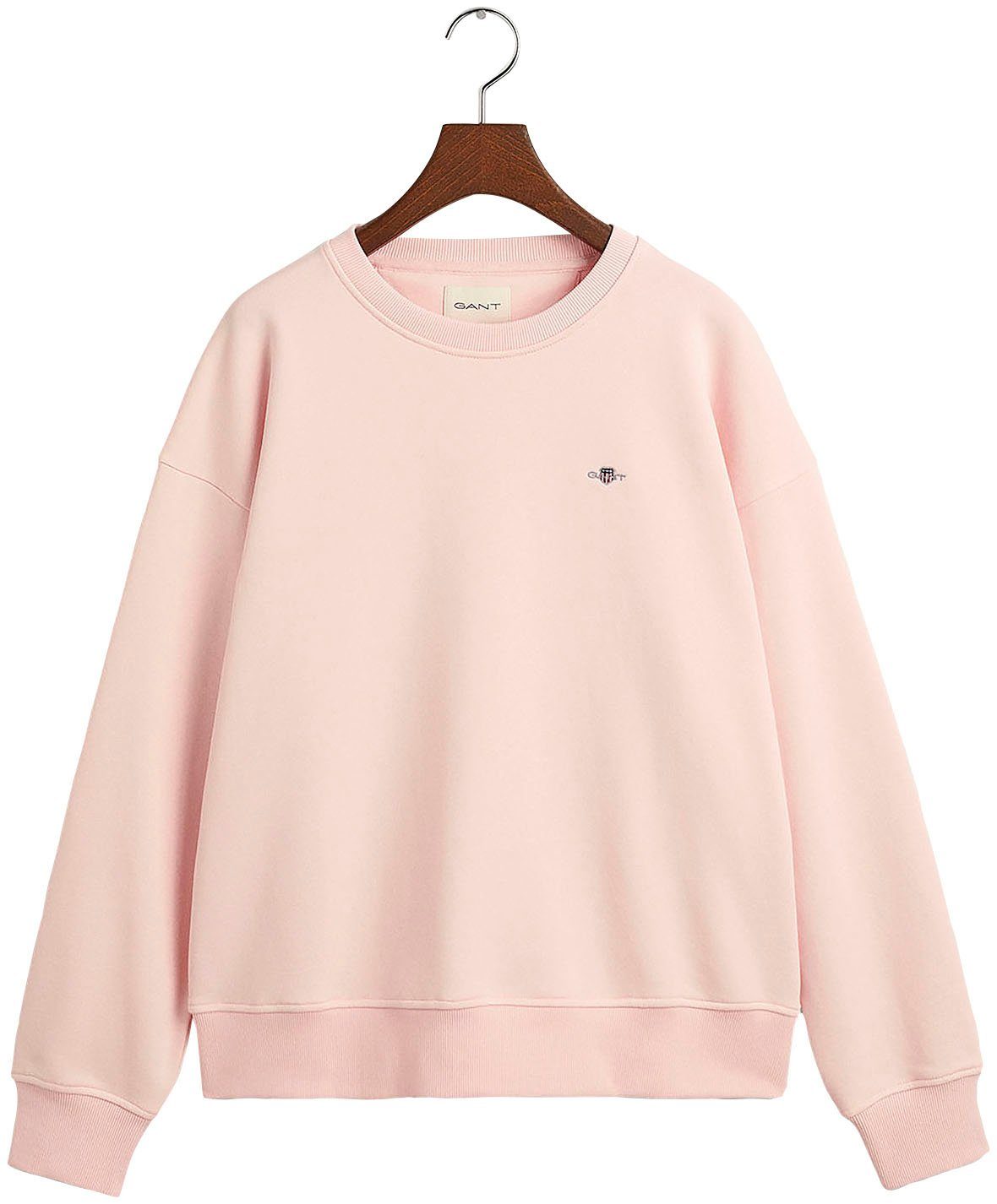 Gant Sweatshirt REL SHIELD C-NECK SWEAT mit einer kleinen Logostickerei auf der Brust Faded pink