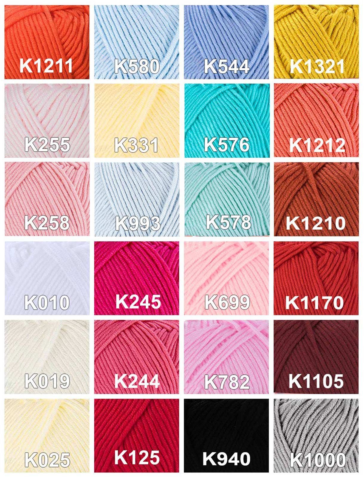 maDDma 5 x 100g Strickwolle Kartopu NO:1 Polyacryl-Wolle Anti Pilling Effekt Häkelwolle, 800 m (Sparpaket), K1210 dunkelorange