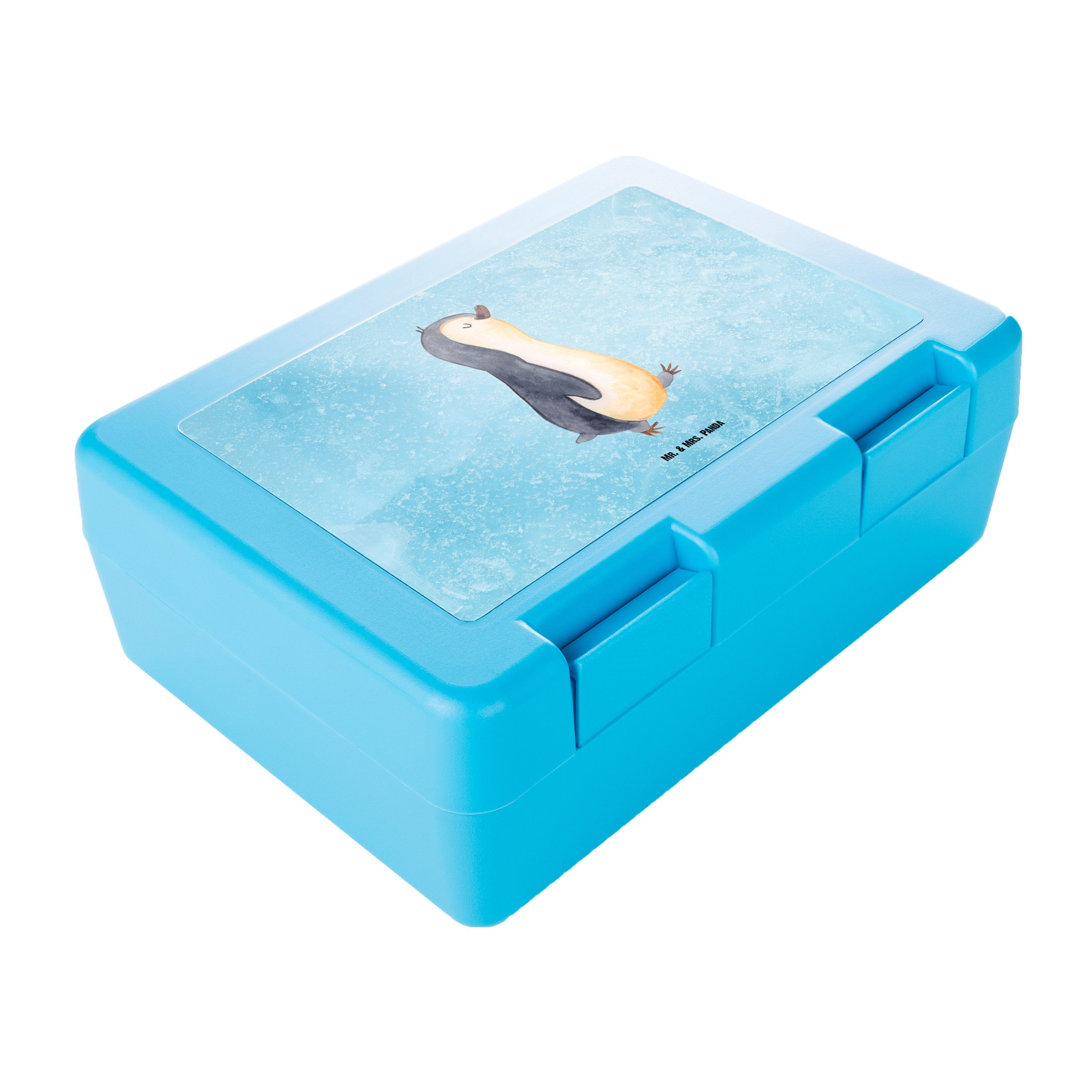 Mr. & Mrs. Panda Butterdose Geschenk, marschierend - Kunststoff, Eisblau (1-tlg) box, Premium Pinguin - Brot, Schwester, Lunch