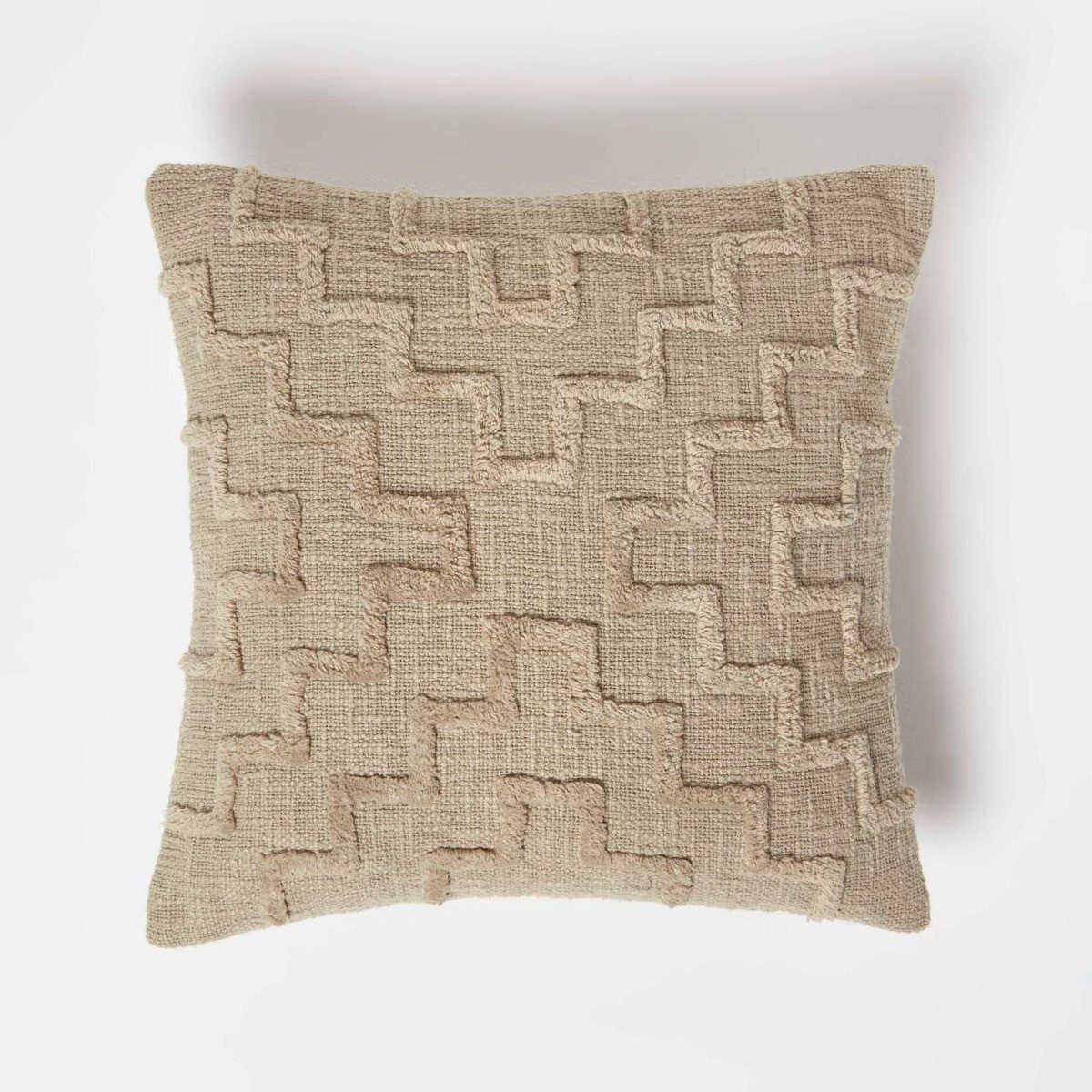 Homescapes Dekokissen Tufted Kissen beige 45 x 45 cm – Dekokissen geometrisch gemustert