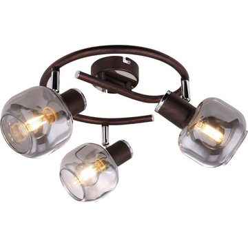 etc-shop Deckenspot, Leuchtmittel nicht inklusive, Decken Lampe Leuchte Beleuchtung Metall Bronze Chrom Glas Wohn Ess