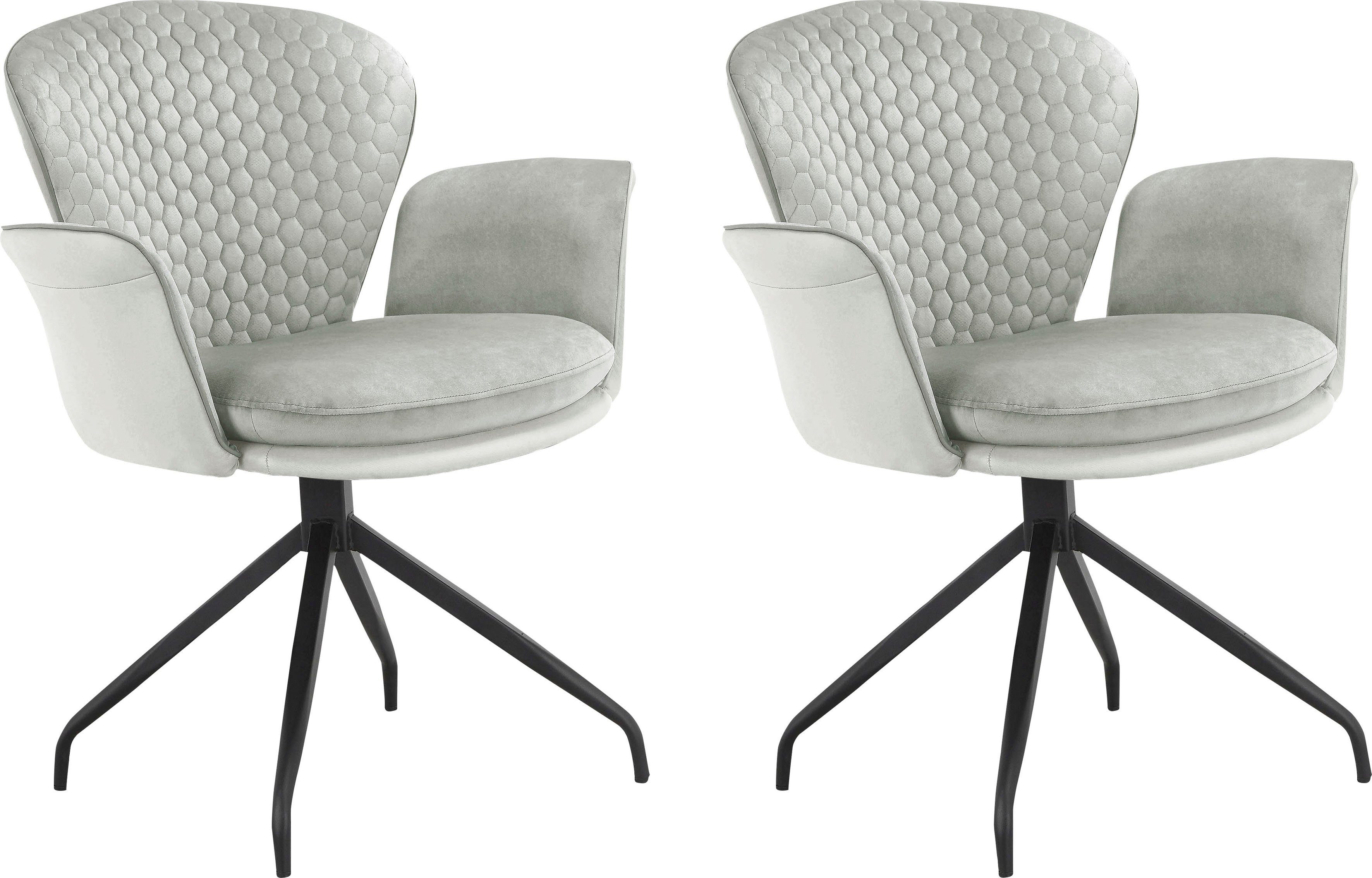 OTTO home Esszimmerstuhl Leonidas (2 St), Sitz und Rücken gepolstert, Sitzfläche in Velourstoff, Sitzhöhe 47 cm