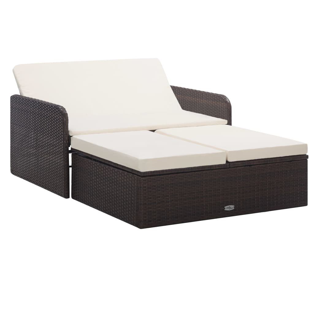 vidaXL Gartenlounge-Set aus PE-Rattan in braun., (mit Auflagen)