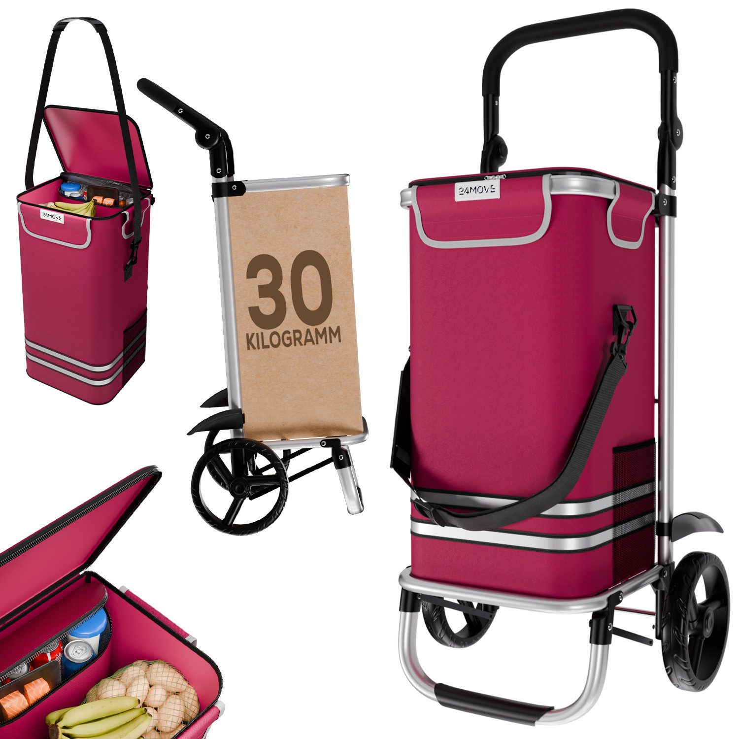 Einkaufstrolley Einkaufstrolley mit 55L, 3in1 Sackkarre und Tasche, klappbar