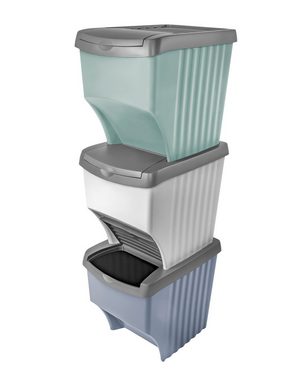 dynamic24 Mülltrennsystem Abfallsortierer im 3er Set, Mülltrennung Sortierer Müllbehälter Abfall Bio Müll Eimer Papierkorb
