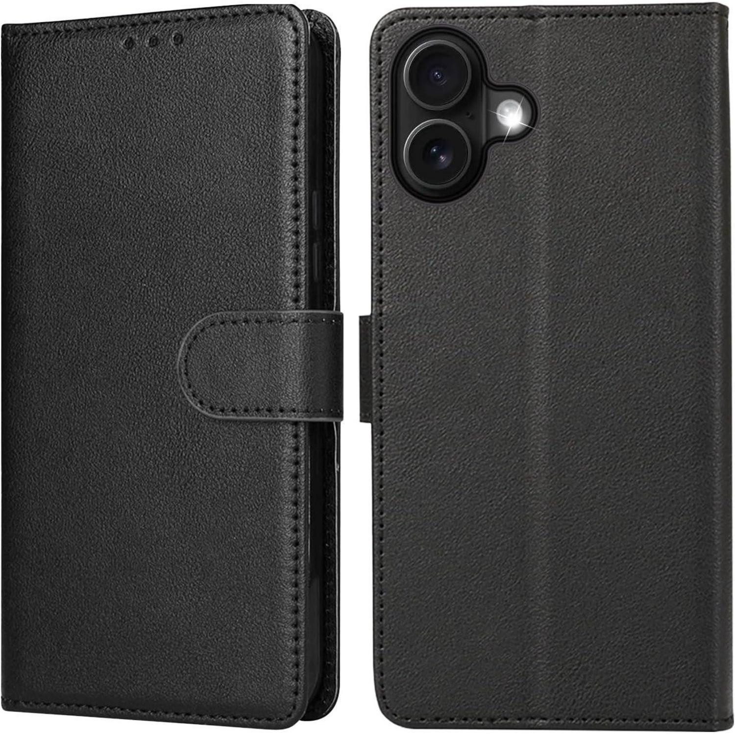 LuxusKollektion Flip Case Handyhülle iPhone 17 Leder Klapphülle Kartenfach iPhone 17 Schwarz