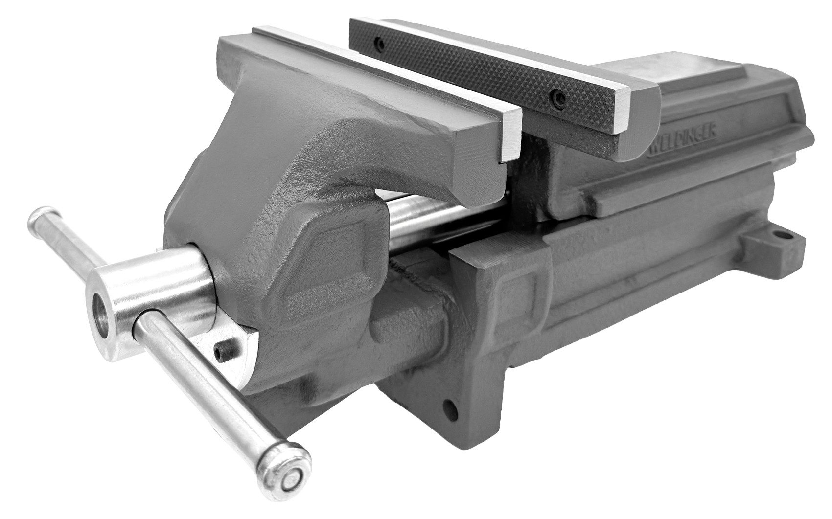 WELDINGER Schraubstock professional Schraubstock 150 mm fixe Basis mit Rohrspannbacken, 1-St., 200 mm Backenbreite, extrem belastbar, integrierte Ambossplatte