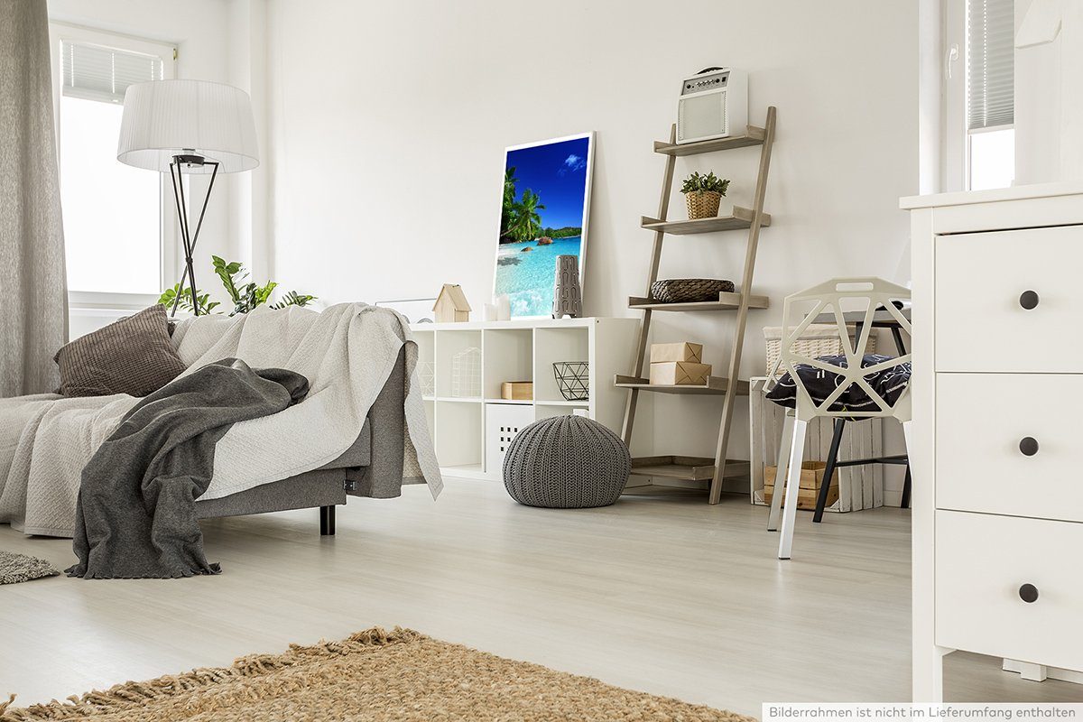 Sinus Art Poster 90x60cm Poster Strand auf der Praslin Insel Seychellen