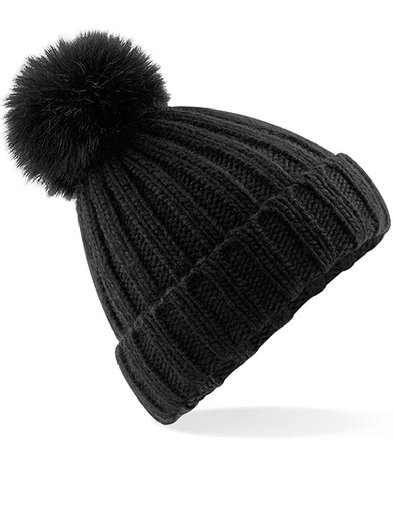 Bommel Beanie Abnehmbare Kunstpelz für Pudelmütze gleichfarbige Strickmütze Herbst Black Goodman Design einfaches Waschen Winter Bommelmütze