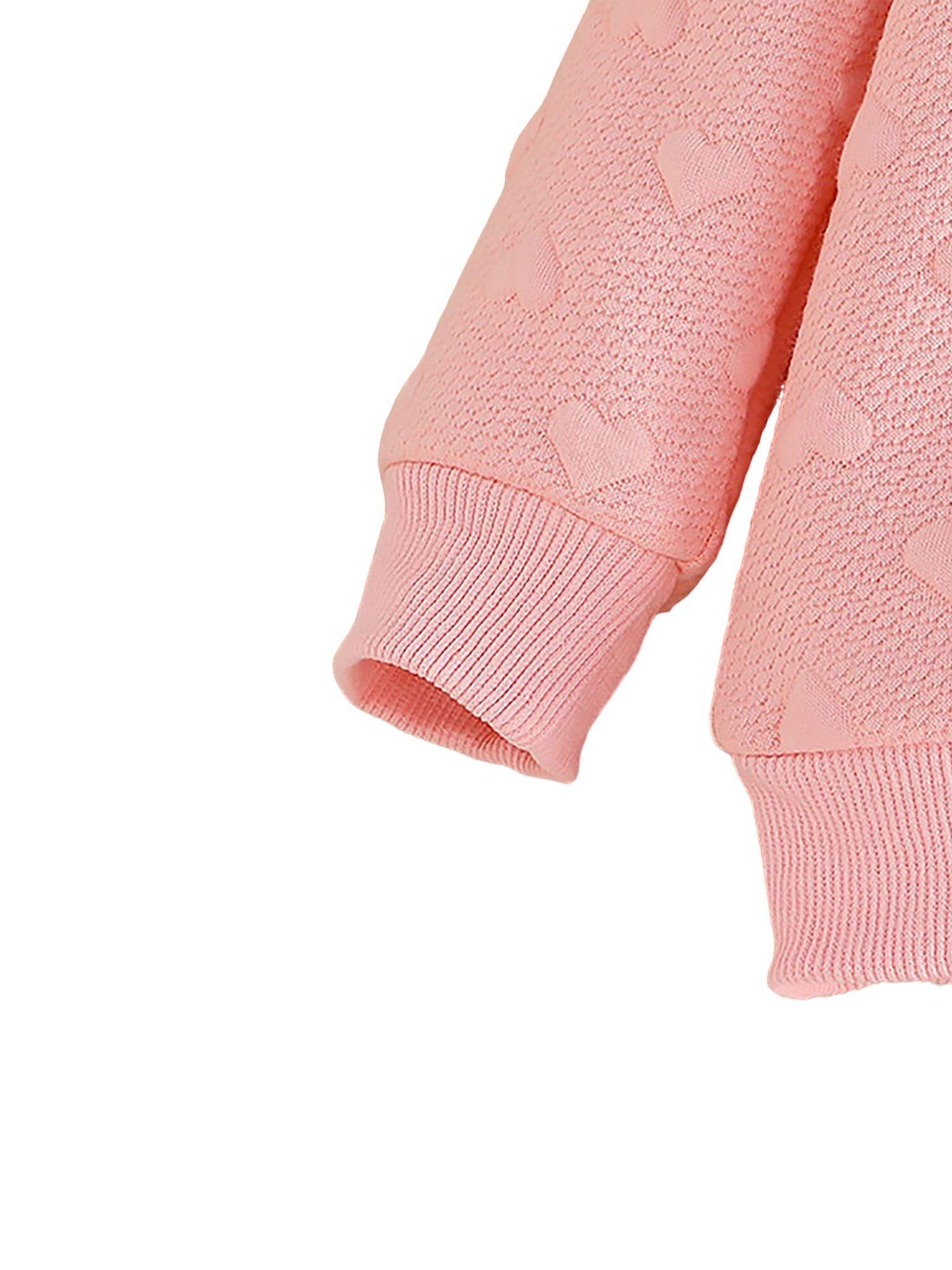 LAPA Langarmshirt & Hose fliegenden Langarmanzug Ärmeln Rosa gesticktem Babys Herzmuster mit Rippbündchen (2-tlg) einfarbig, Strickanzug