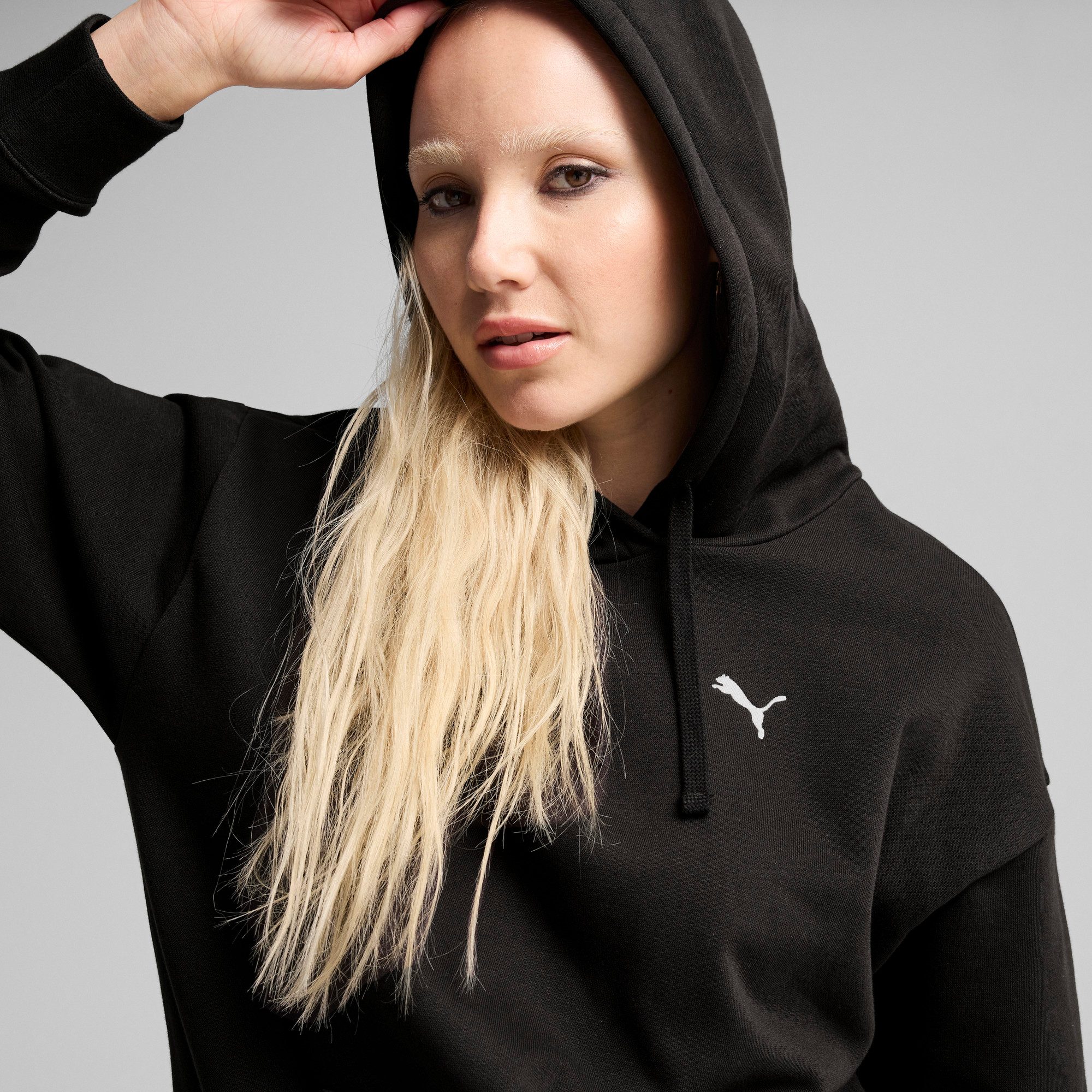 PUMA Kapuzensweatshirt ESS RELAXED HOODIE FL mit verstellbarer Kapuze, mit Kängurutasche, mit Rippbündchen