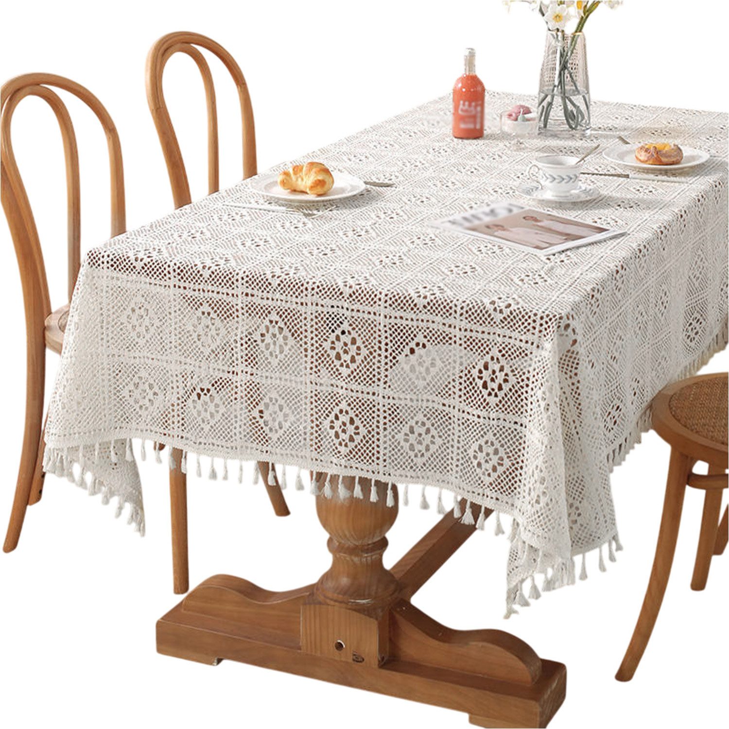 Refttenw Tischdecke Vintage Häkel Tischdecke mit günstig online kaufen