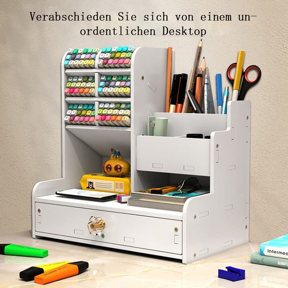 zggzerg Regal-Schreibtisch Weißer Schublade, mit Bleistifthalter Schreibtisch-Organizer PB17 DIY
