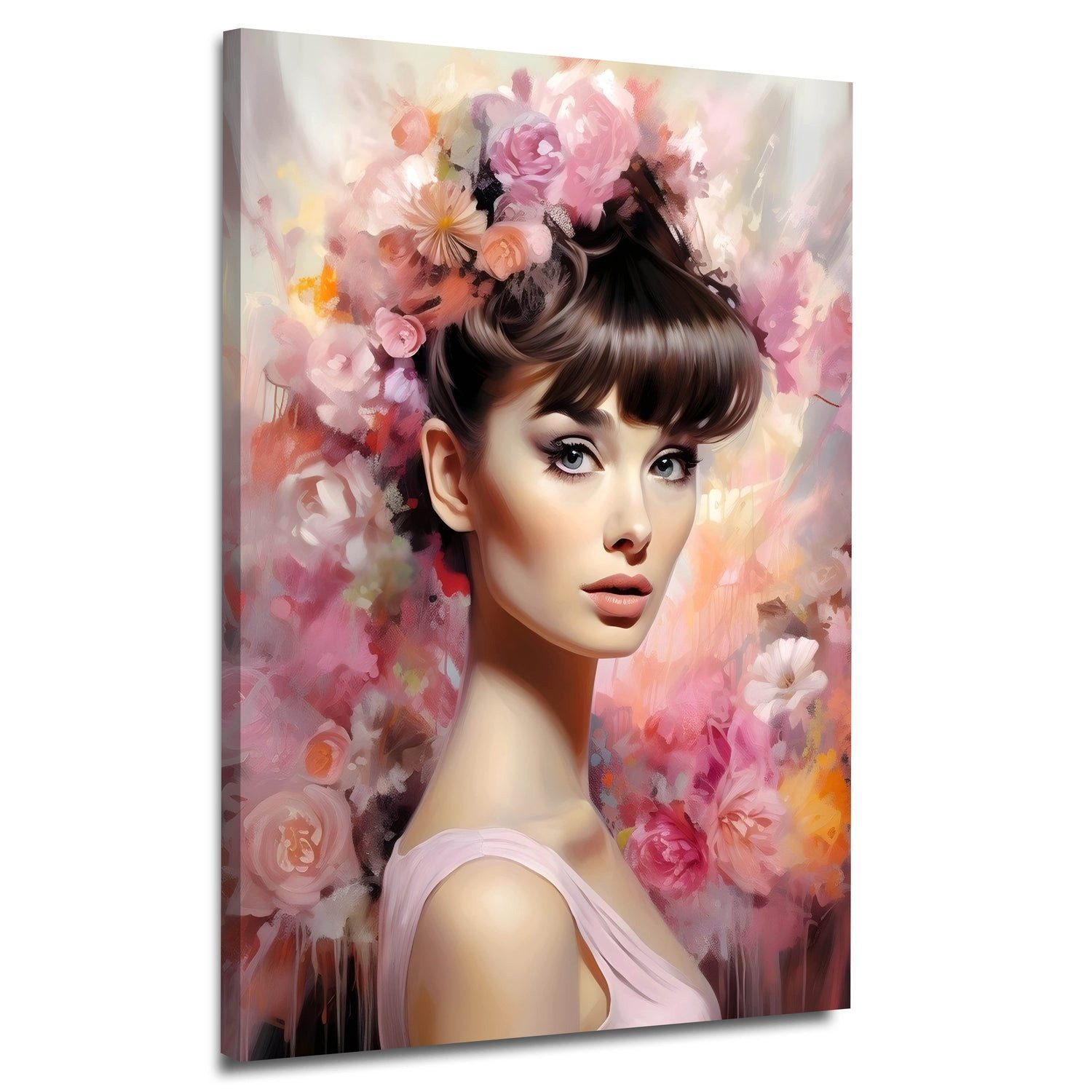 Artedinoi Leinwandbild Audrey Flower Style Leinwandbild Wandbild Kunstdruck XL Deko