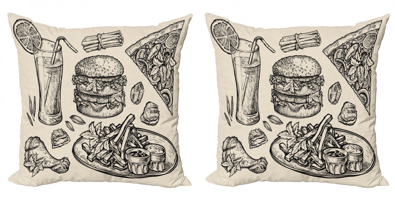 Kissenbezüge Modern Accent Doppelseitiger Digitaldruck, Burger Stück), (2 Pizza Abakuhaus Limonade Essen
