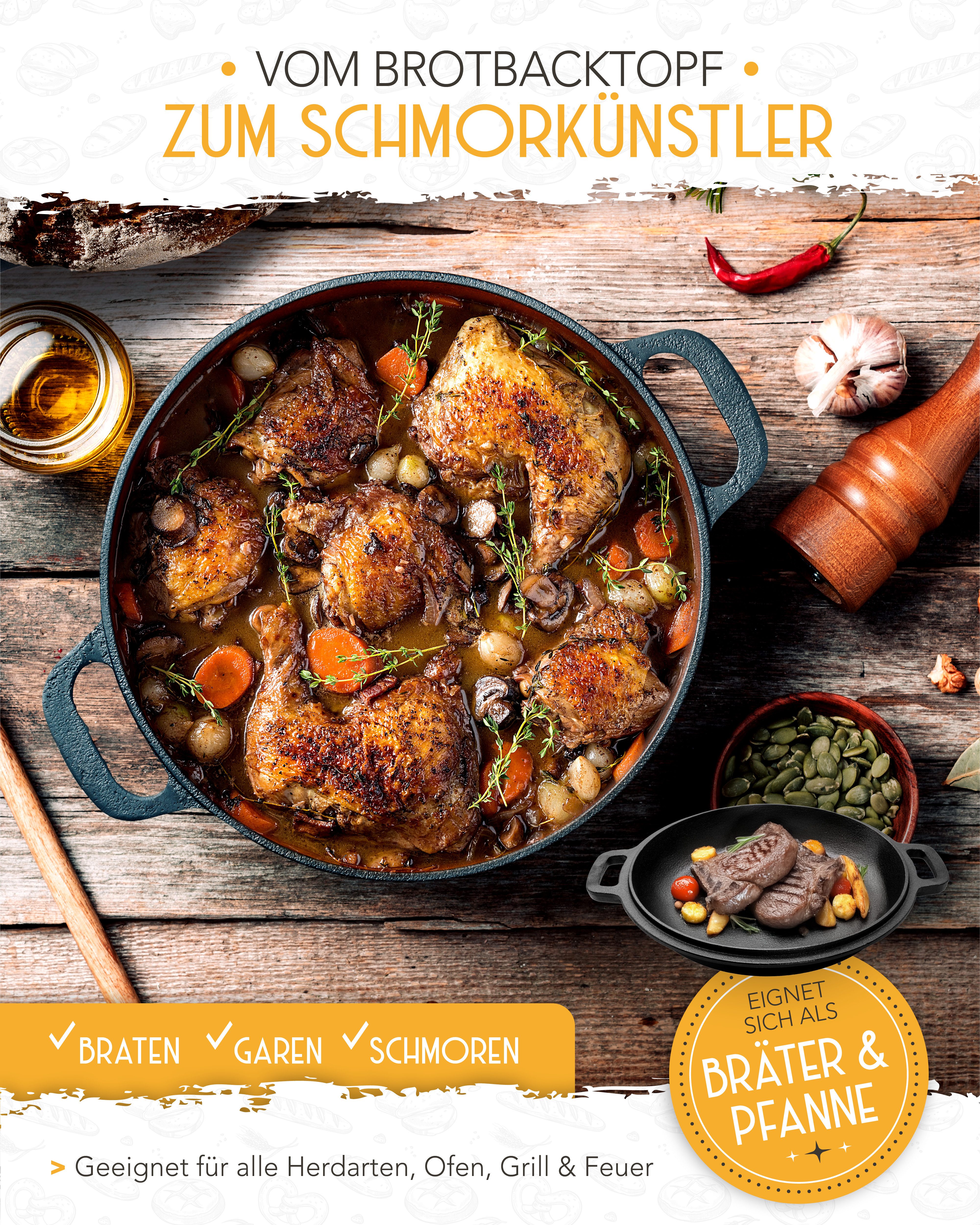 Krustenzauber Kasserolle Gusseisen Topf als Kochtopf, Schmortopf oder Brotbackform – Bild 5 von 5