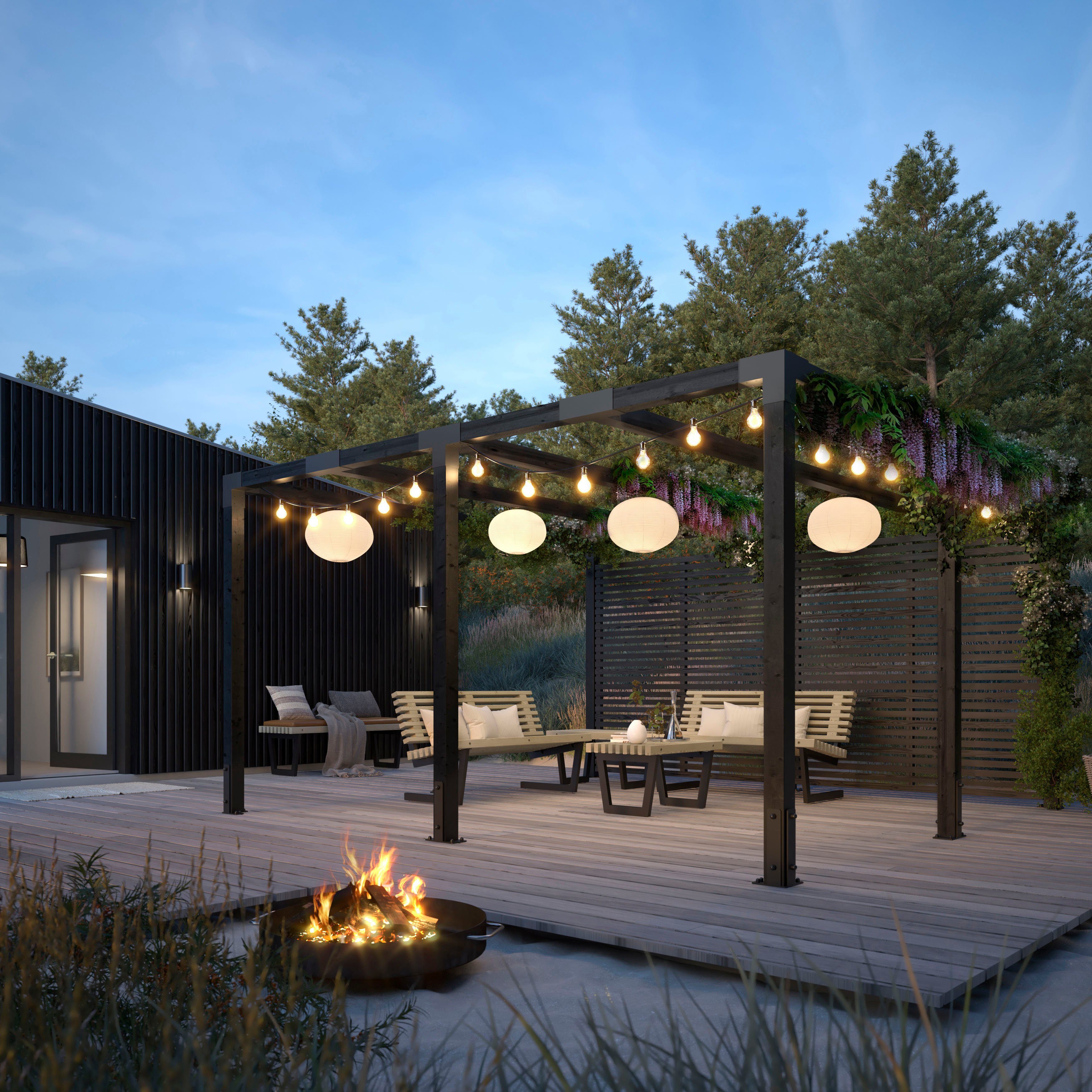 PLUS Pergola Cubic, BxTxH: 387x387x217 cm, inkl. Tokyozäunen