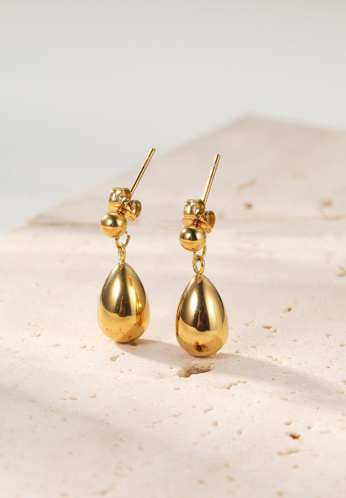 Hey Happiness Paar Ohrstecker Kugel und Tropfen hängend, Ohrhänger 18K Roségold Vergoldet, Tropfen Ohrringe Damen Edelstahl klein, wasserfest – Bild 4 von 5