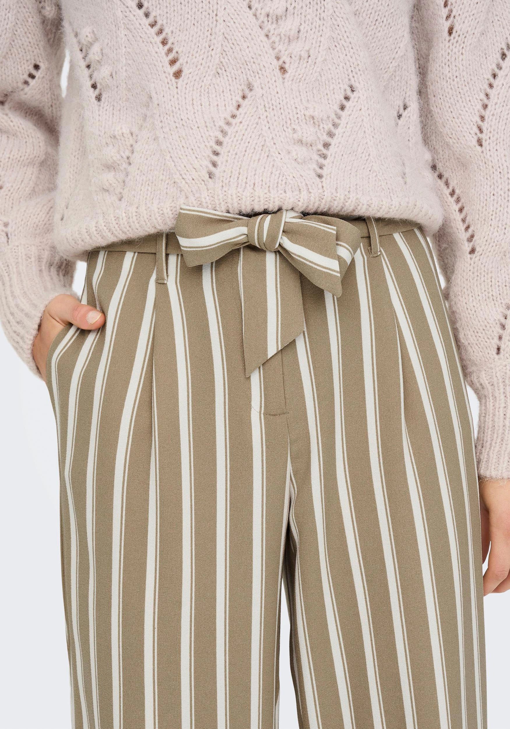 ONLY Anzughose ONLLOWA STRIPE Dancer CC Stripes:Cloud BELT TLR HW Mink Silver PANT