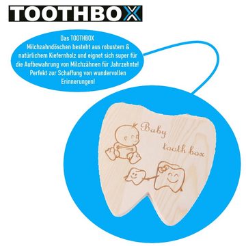 MAVURA Zahndose TOOTHBOX Milchzahndose Milchzahnbox Zahnbox Holzbox, Mädchen Junge Erinnerungsbox Baby Geschenk