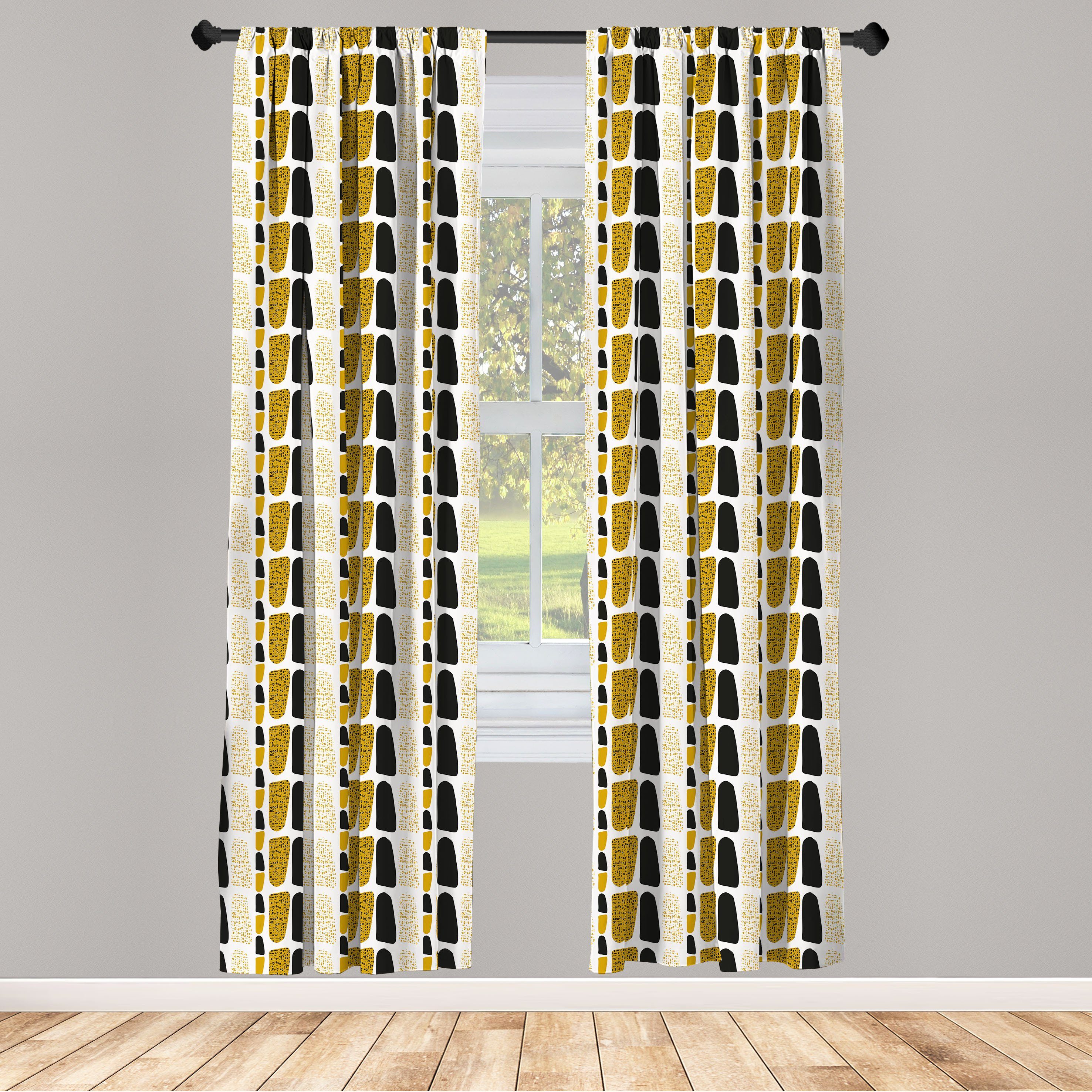 Gardine Vorhang für Wohnzimmer Schlafzimmer Dekor, Abakuhaus, Microfaser, Abstrakt Vertikal Stein wie Motive