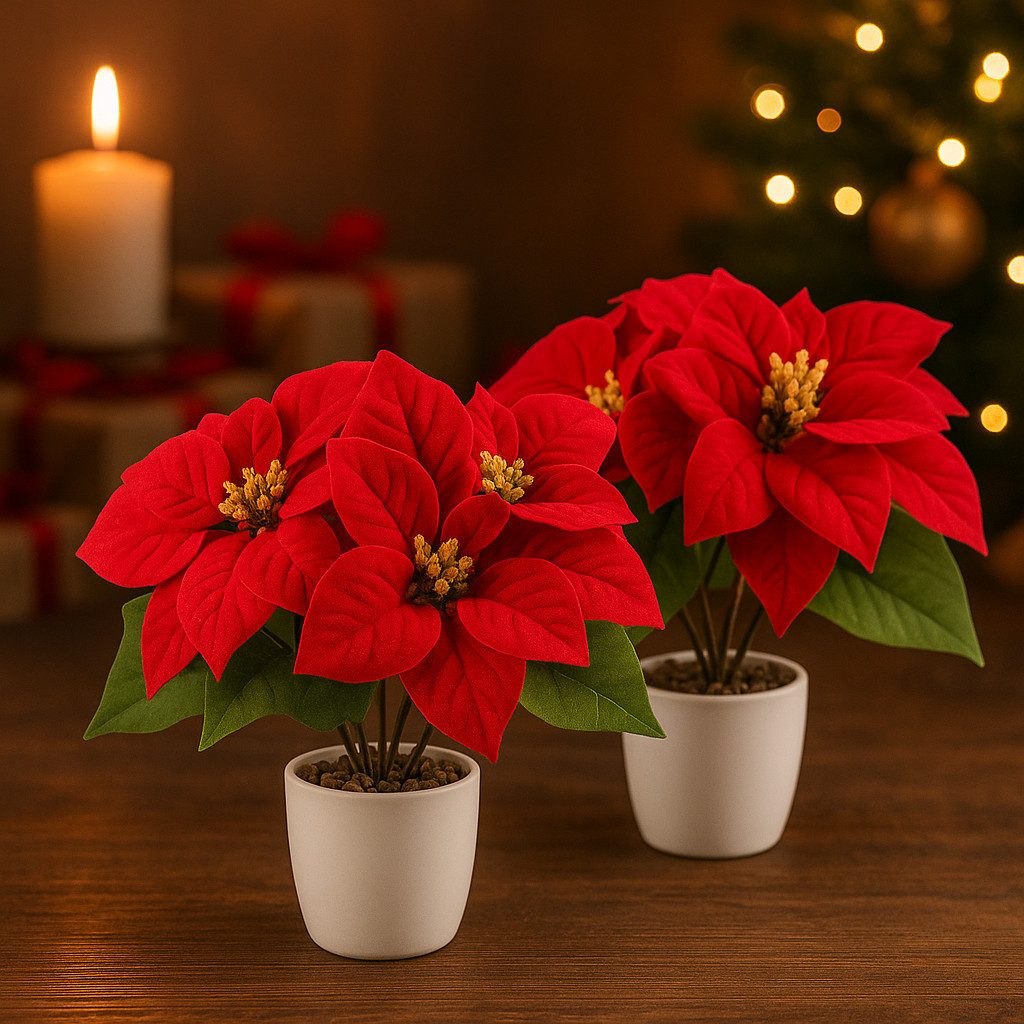 Winterliche Kunstpflanze Weihnachtsstern künstlich, Künstlicher Weihnachtss günstig online kaufen