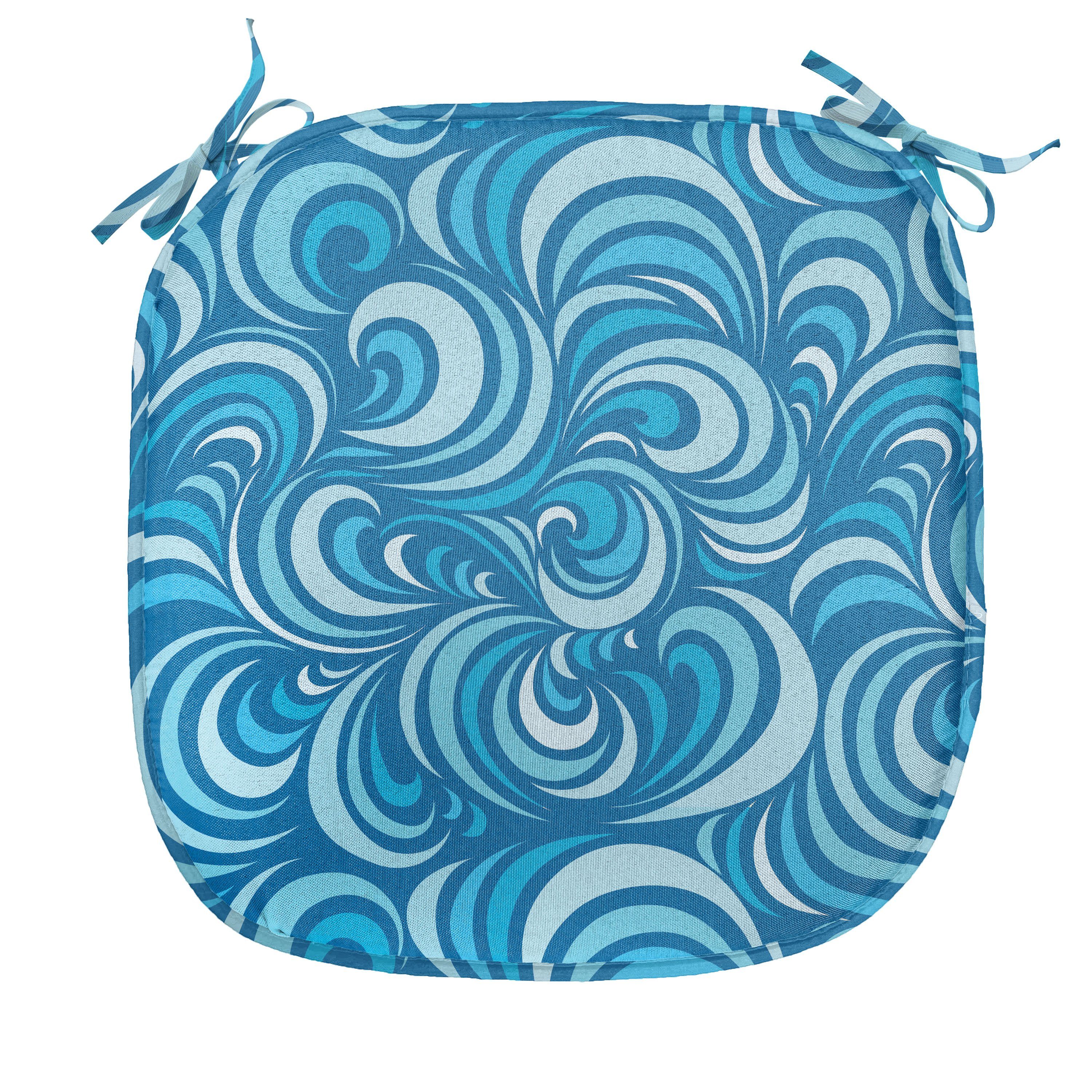 Kissen Stuhlkissen Blau Küchensitze, Dekoratives Marine-Wellen-Spiralen-Kunst Riemen mit für Abakuhaus wasserfestes