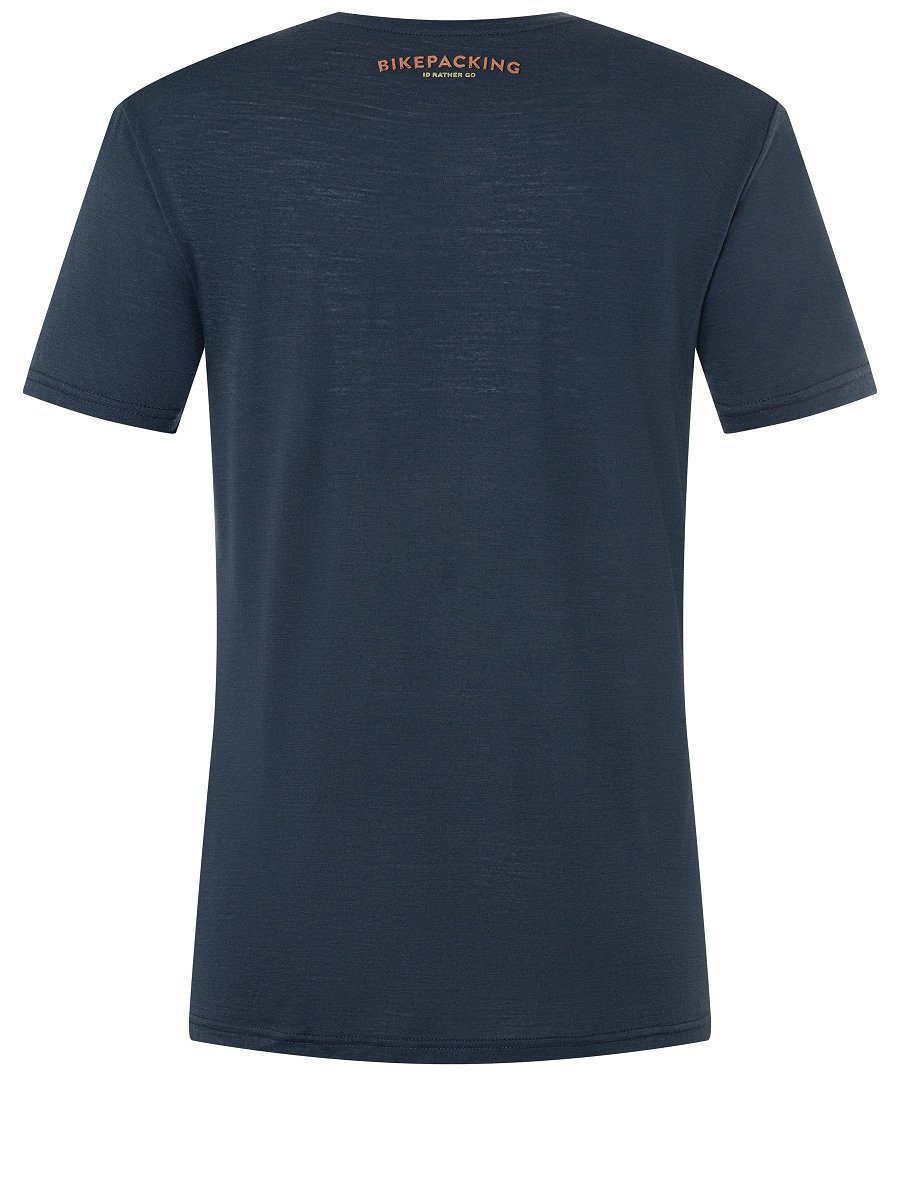 Print-Shirt pflegeleichter BIKEPACKING Blueberry/Various TEE M Merino SUPER.NATURAL Merino-Materialmix T-Shirt